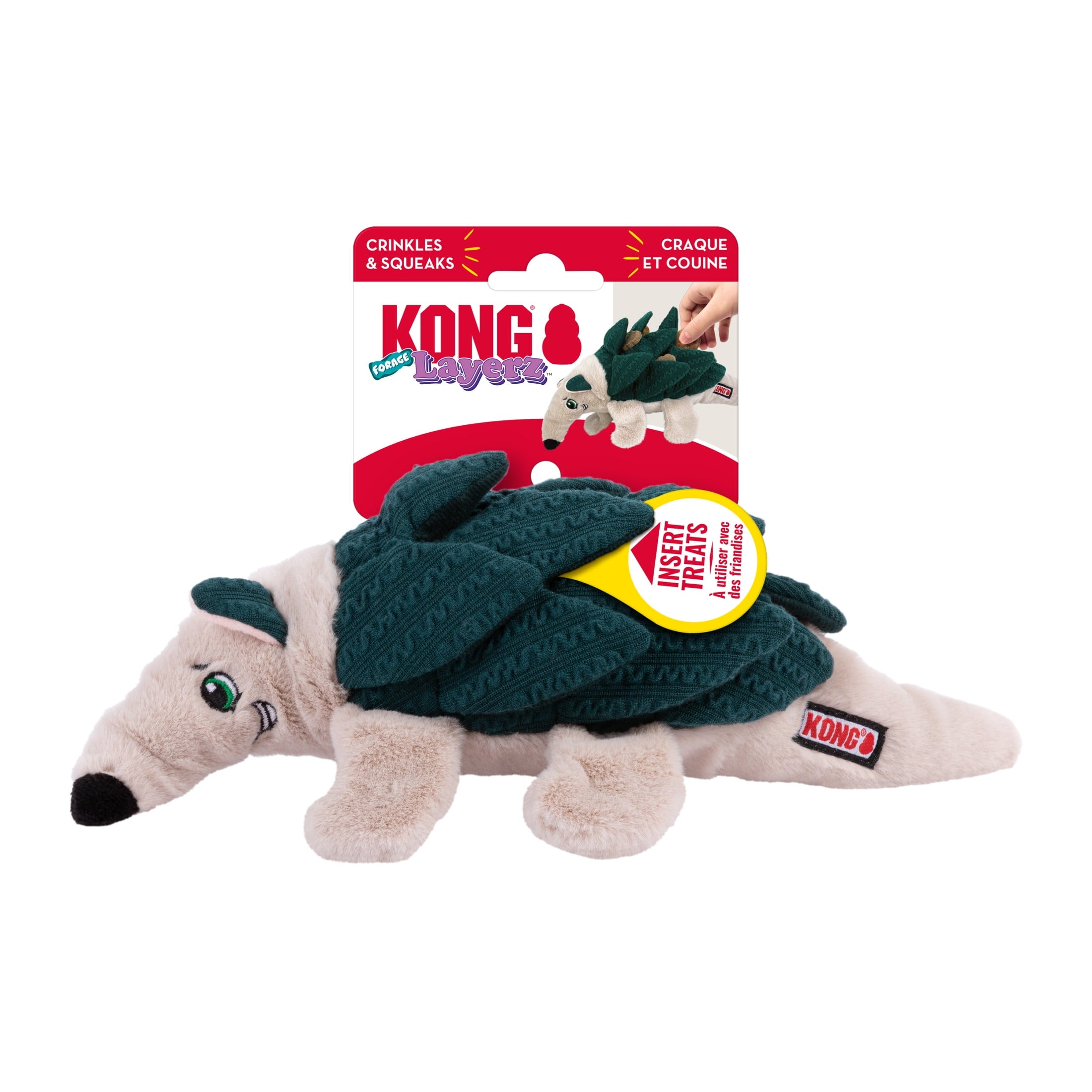 KONG® Layerz Forage Crackle and Squeaker Dog Toy - Armadillo, Medium