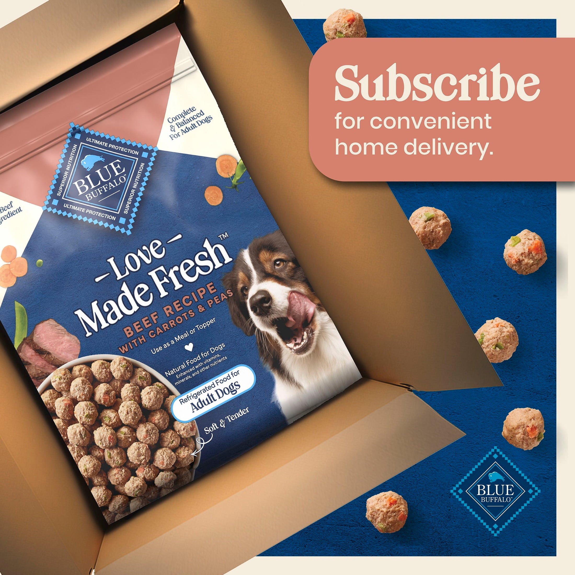 Blue Buffalo Love Made Fresh Dog Food - Refrigerated, Beef Meatball 1.5lb Pouch - 6-Pack