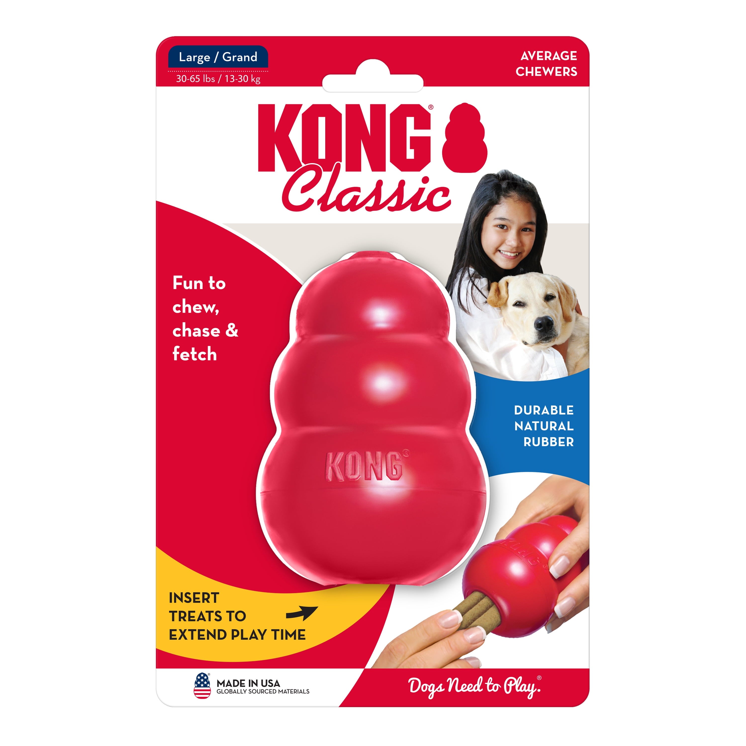 KONG® Classic Rubber Dog Toy for Average Chewers - Large, for Dogs Between 30-65 lbs