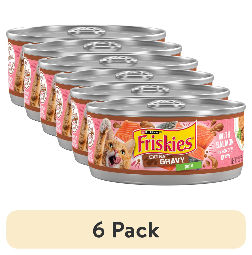 Purina Friskies Extra Gravy Pate With Salmon - Wet Cat Food, 5.5 oz Cans - 6-Pack