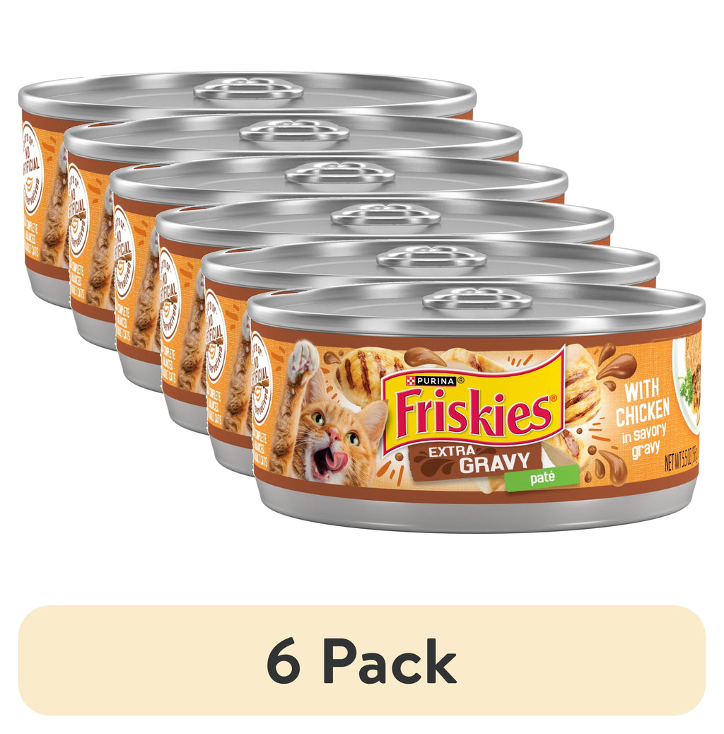 Purina Friskies Pate - Extra Gravy with Chicken, Wet Cat Food, 5.5 oz Can - 6-Pack