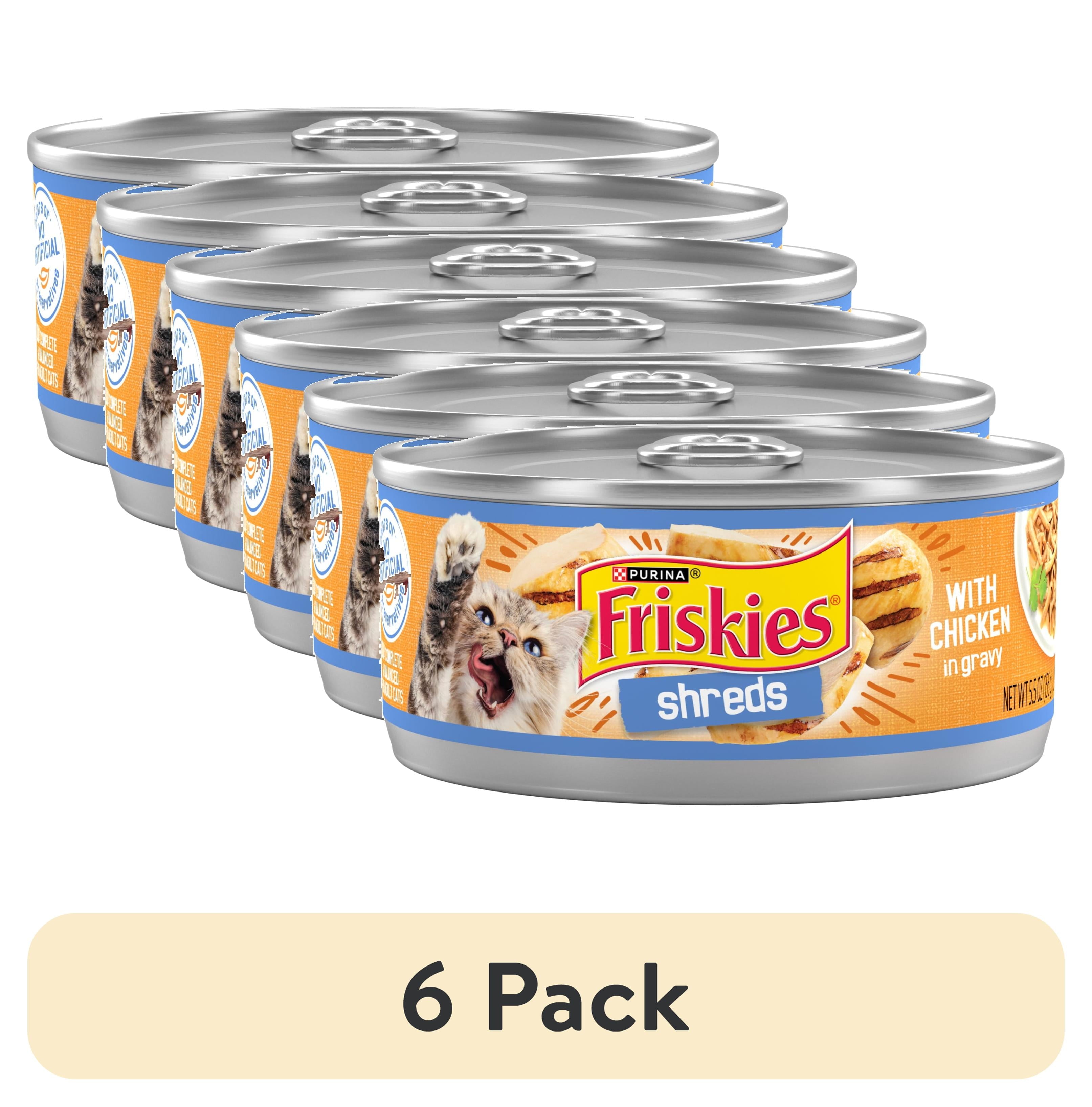 Purina Friskies Shreds - Chicken in Gravy, Wet Cat Food, 5.5 oz Can - 6-Pack