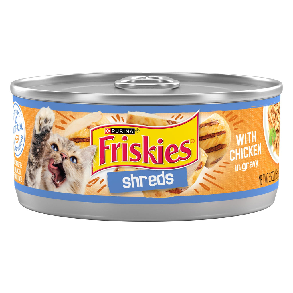 Purina Friskies Shreds - Chicken in Gravy, Wet Cat Food, 5.5 oz Can - 12-Pack