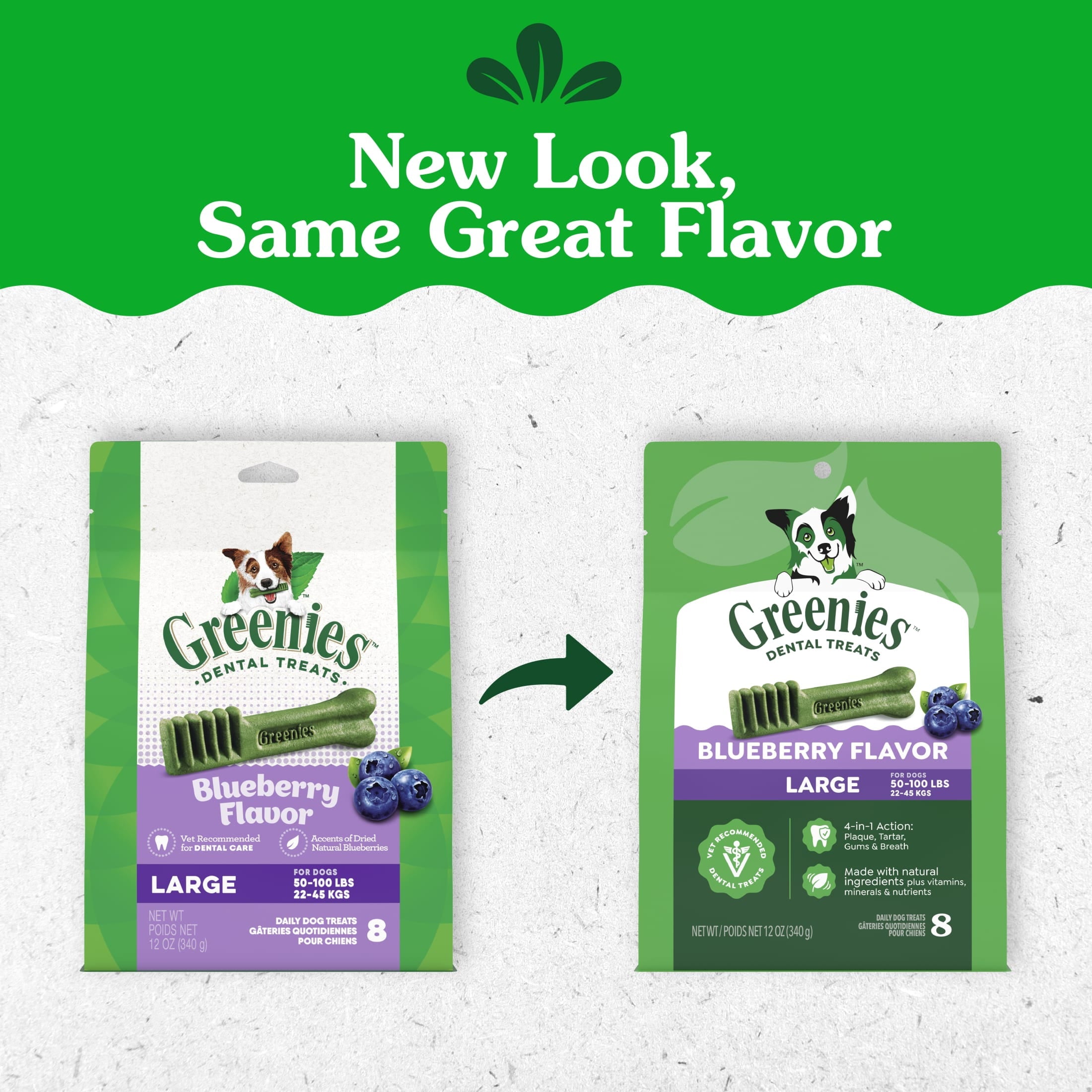 Greenies Blueberry Flavor Adult Natural Dental Dog Treats Large Size - 12 oz Pack (8 Count)