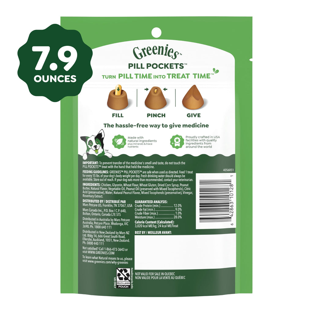Greenies Pill Pockets Peanut Butter Flavor Dog Treats Large 7.9 oz Pouch