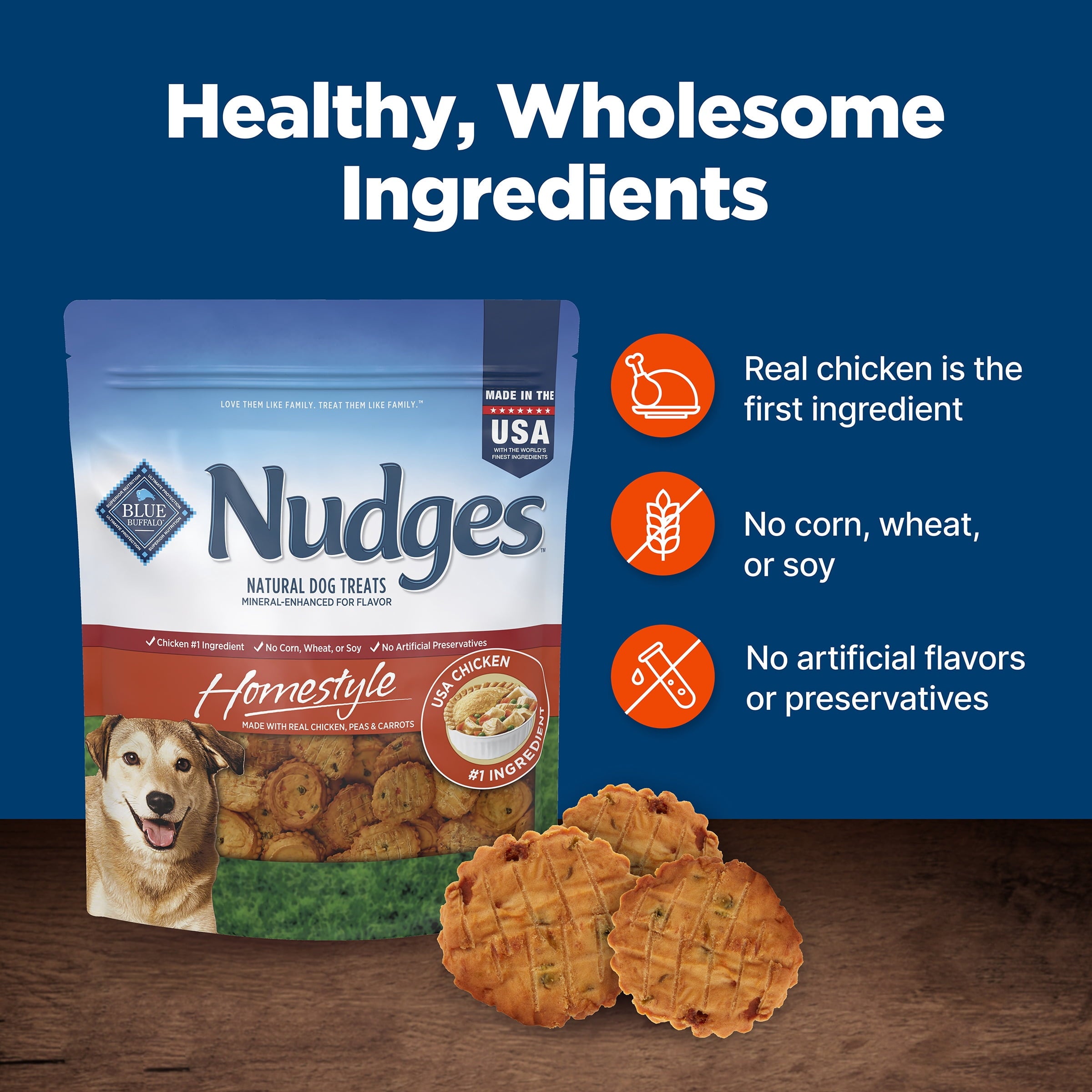 Blue Buffalo Nudges - Natural Dog Treats, Chicken Pot Pie Recipe, 28oz Bag