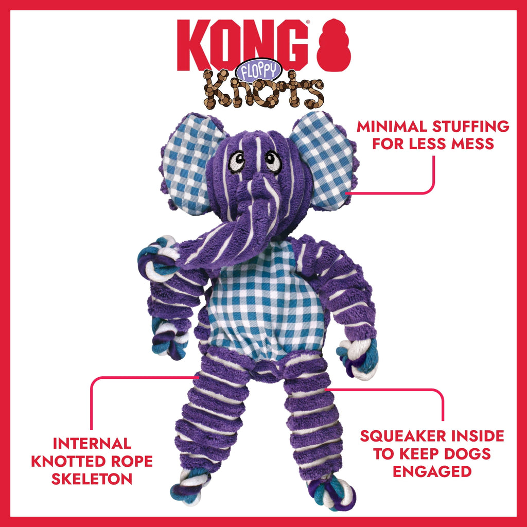 KONG® Floppy Knots Squeaker Dog Toy - Elephant, Small/Medium