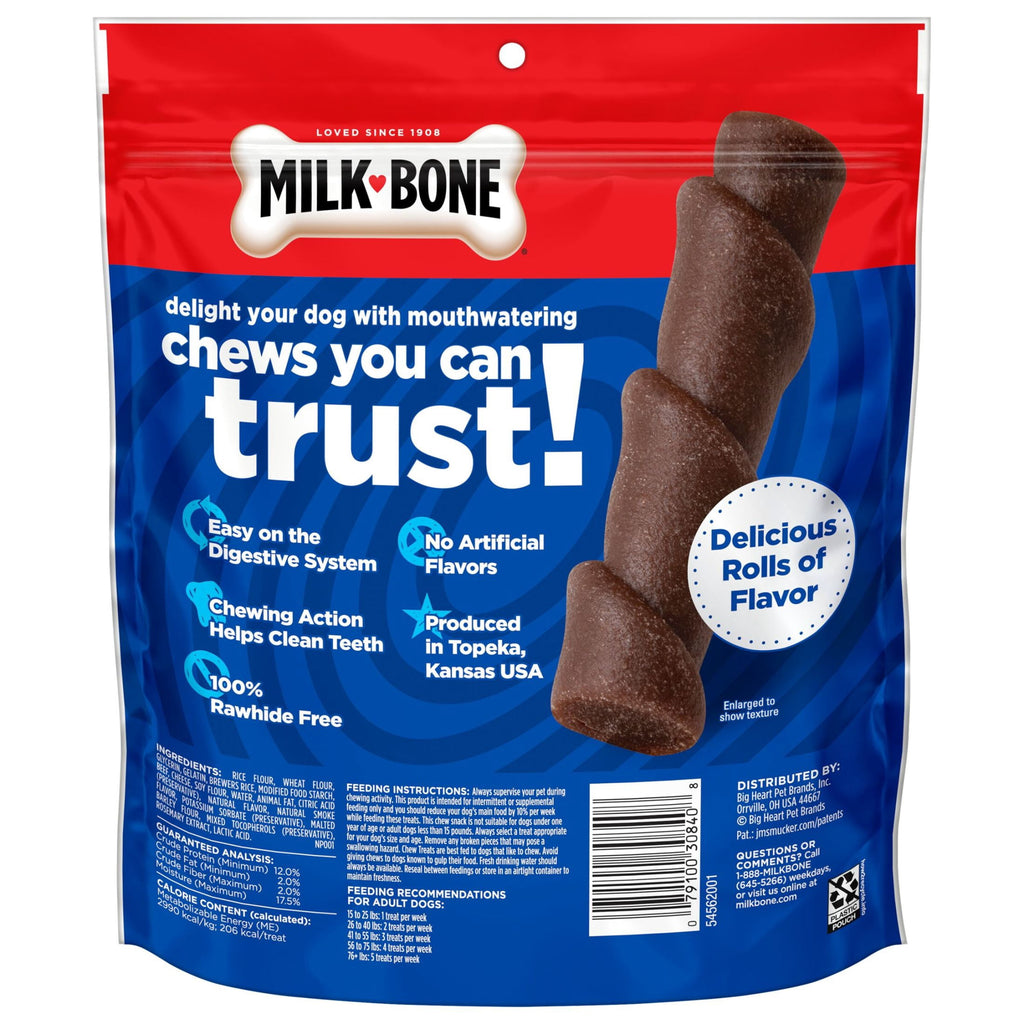 Milk Bone Flavor Rolls Beefy Cheesy - Yes Please y! Rawhide Free Dog Treat With Beef, 5 Count Bag - 3-Pack