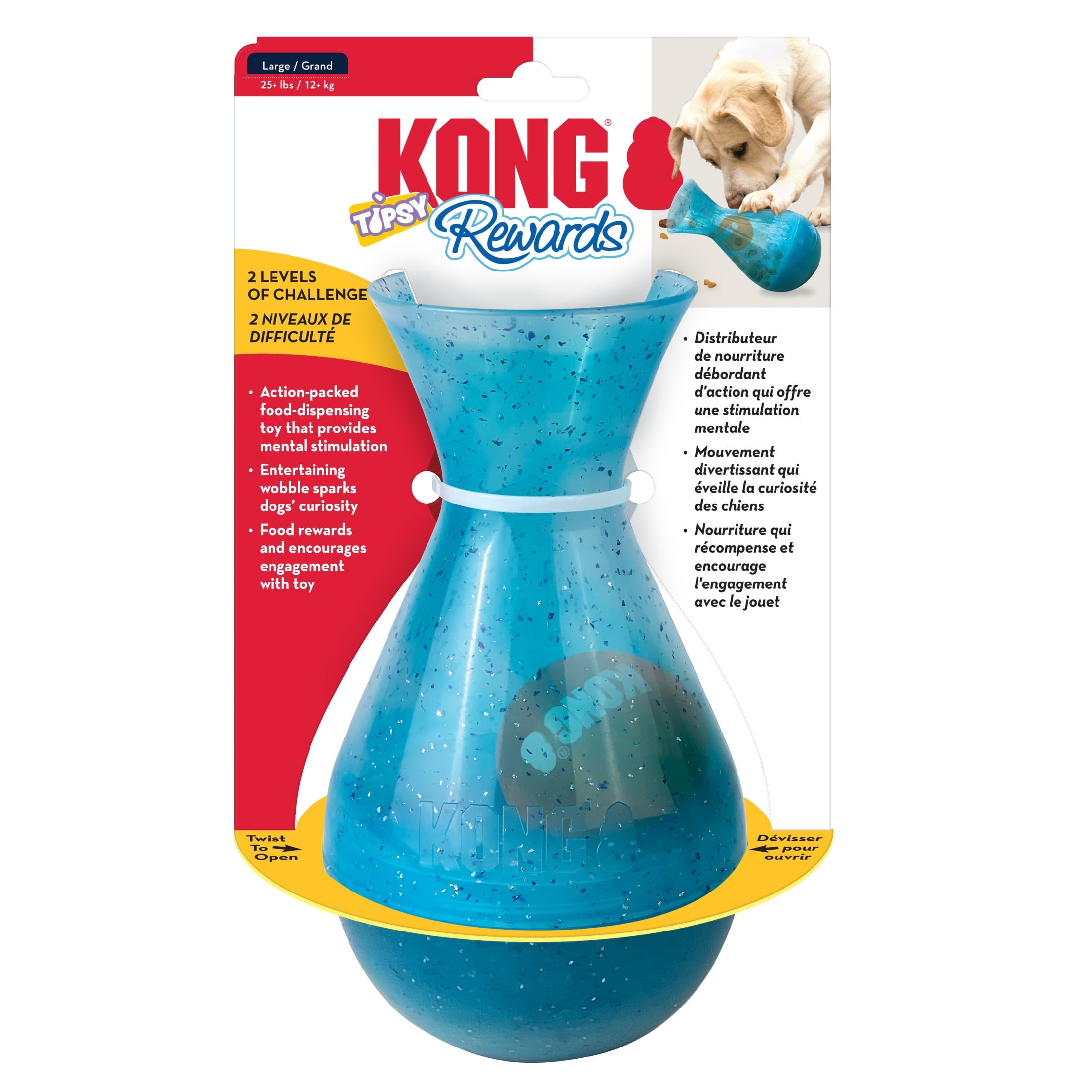 KONG® Rewards Tipsy Food Dispensing Toy for Dogs - 2 Challenge Levels, Large