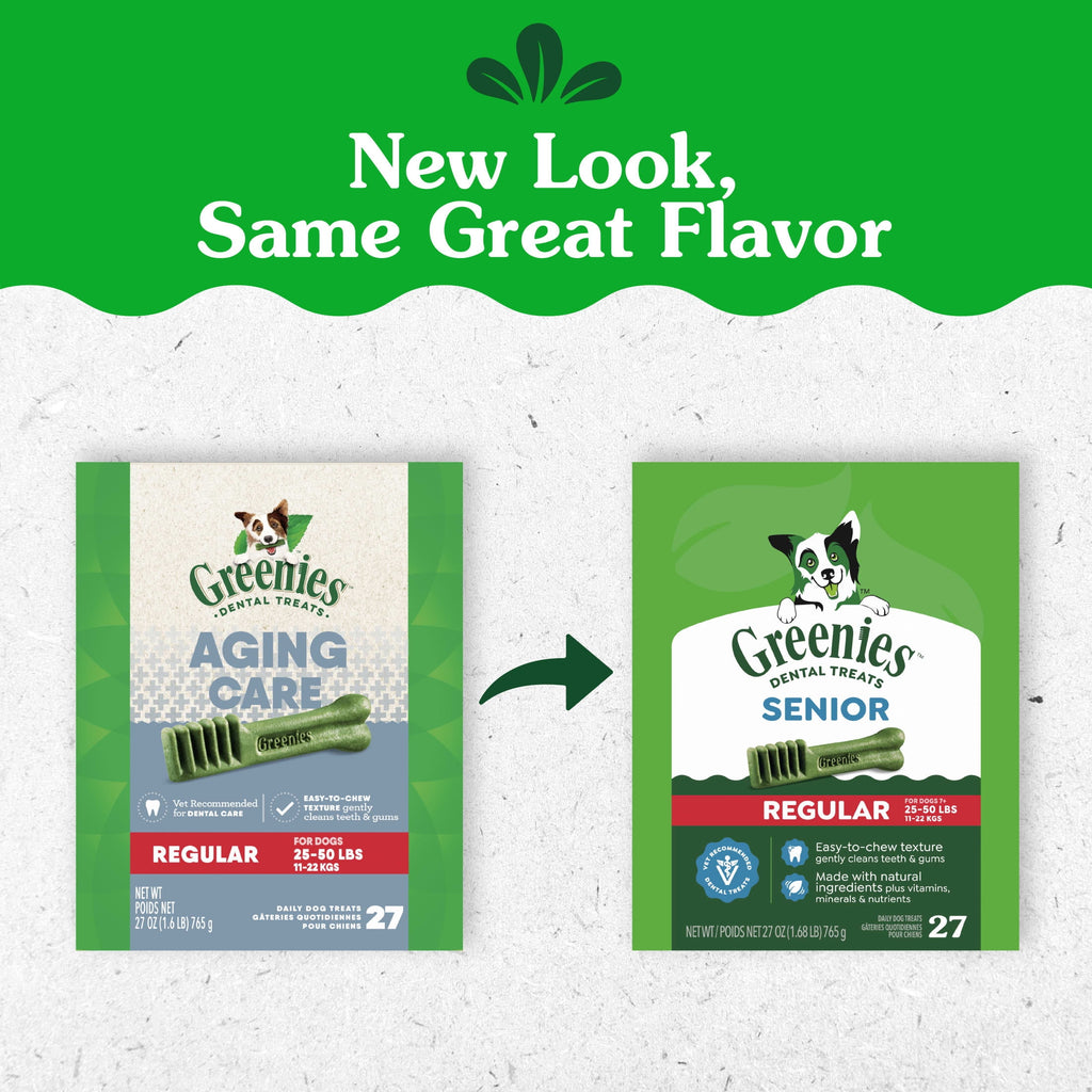 Greenies Aging Care Adult Natural Dental Dog Treats Regular Size - 27 oz Pack (27 Count)