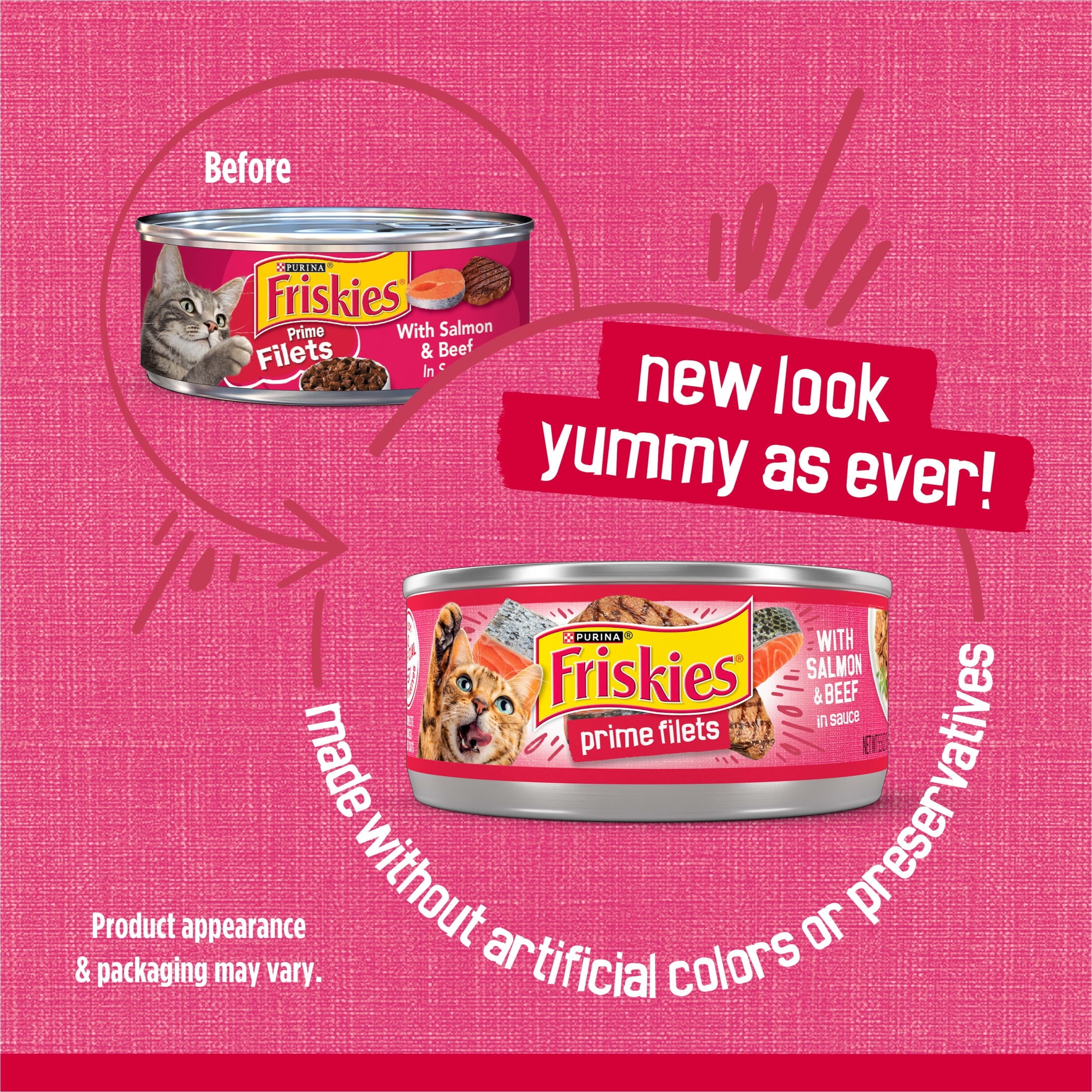Purina Friskies Prime Filets - Salmon and Beef in Sauce, Wet Cat Food, 5.5 oz Can