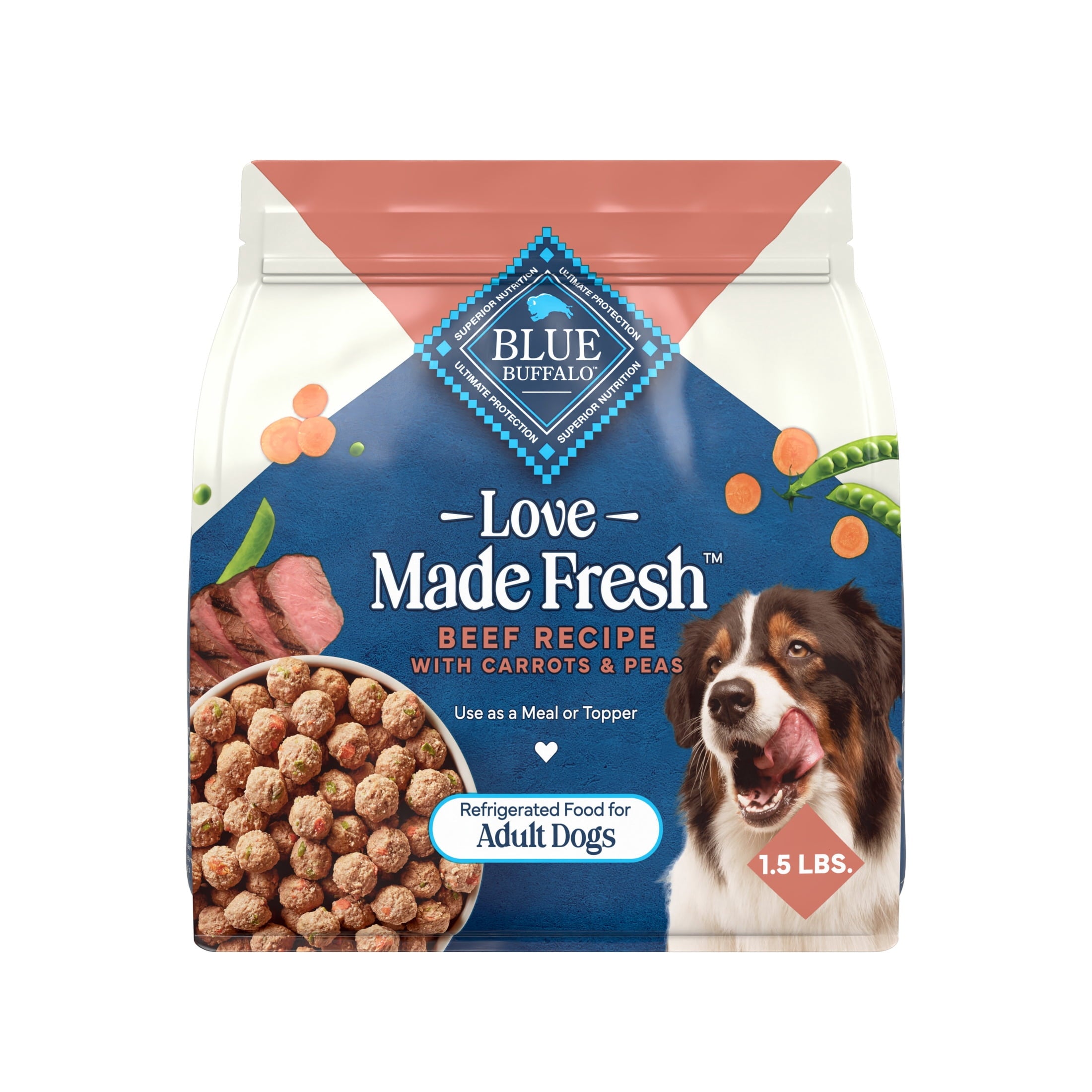 Blue Buffalo Love Made Fresh Dog Food - Refrigerated, Beef Meatball 1.5lb Pouch - 6-Pack