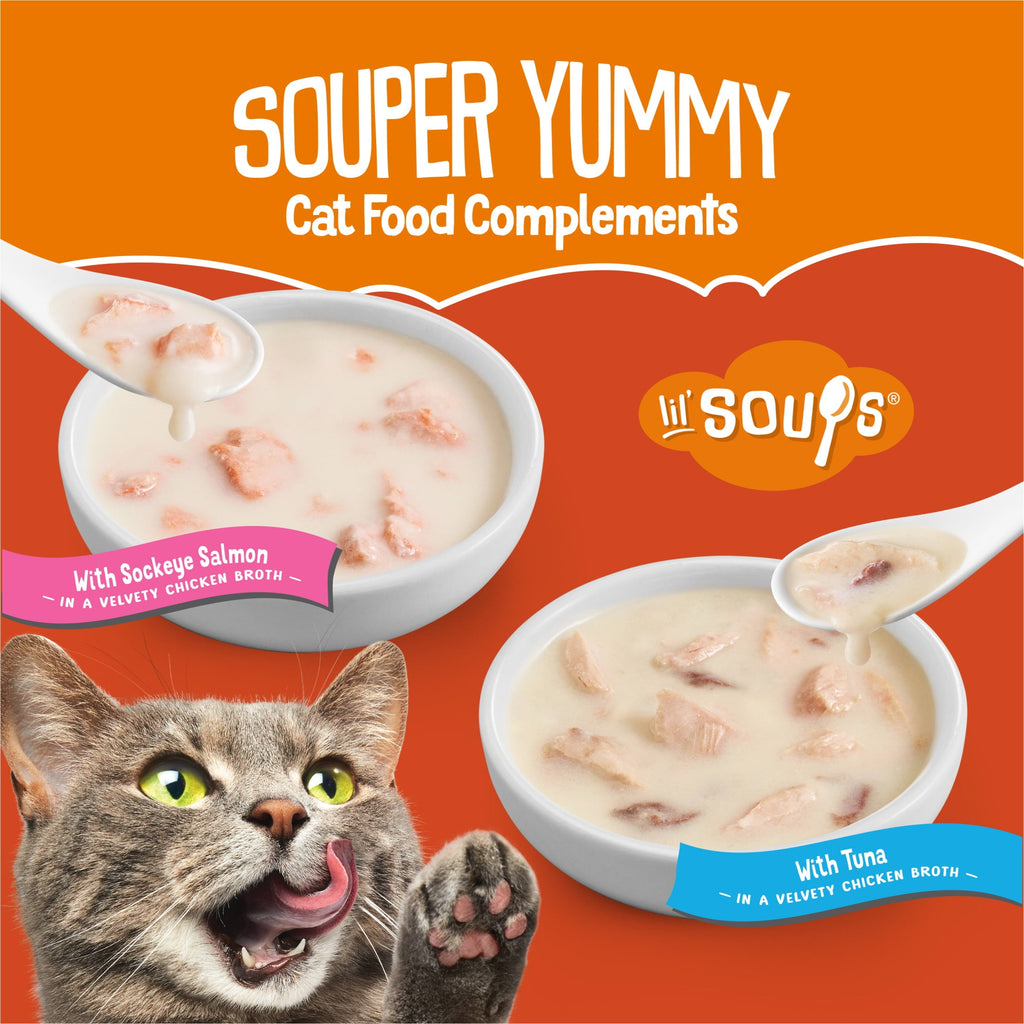 Purina Friskies Lil' Soups Salmon and Tuna for Cats Variety Pack - 1.2 oz Cups (18 Count)