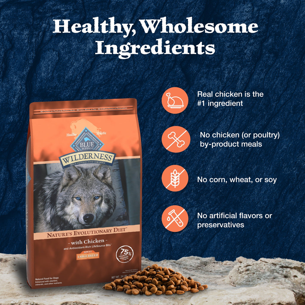 Blue Buffalo Wilderness High-Protein Adult Large Breed Dry Dog Food - Chicken, 28-lb.
