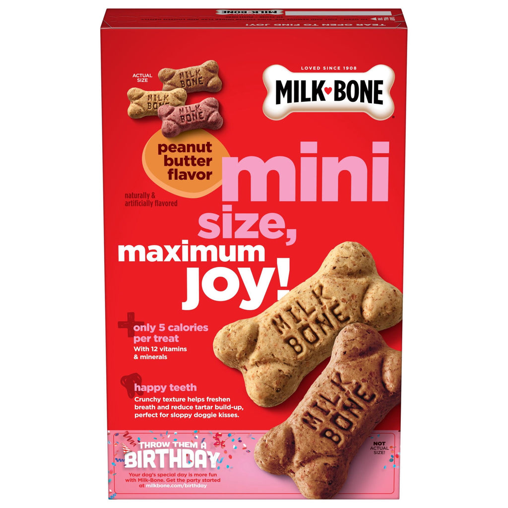 Milk Bone Mini’s Peanut Butter Flavor Dog Biscuits - Naturally & Artificially Flavored, 15 oz Box