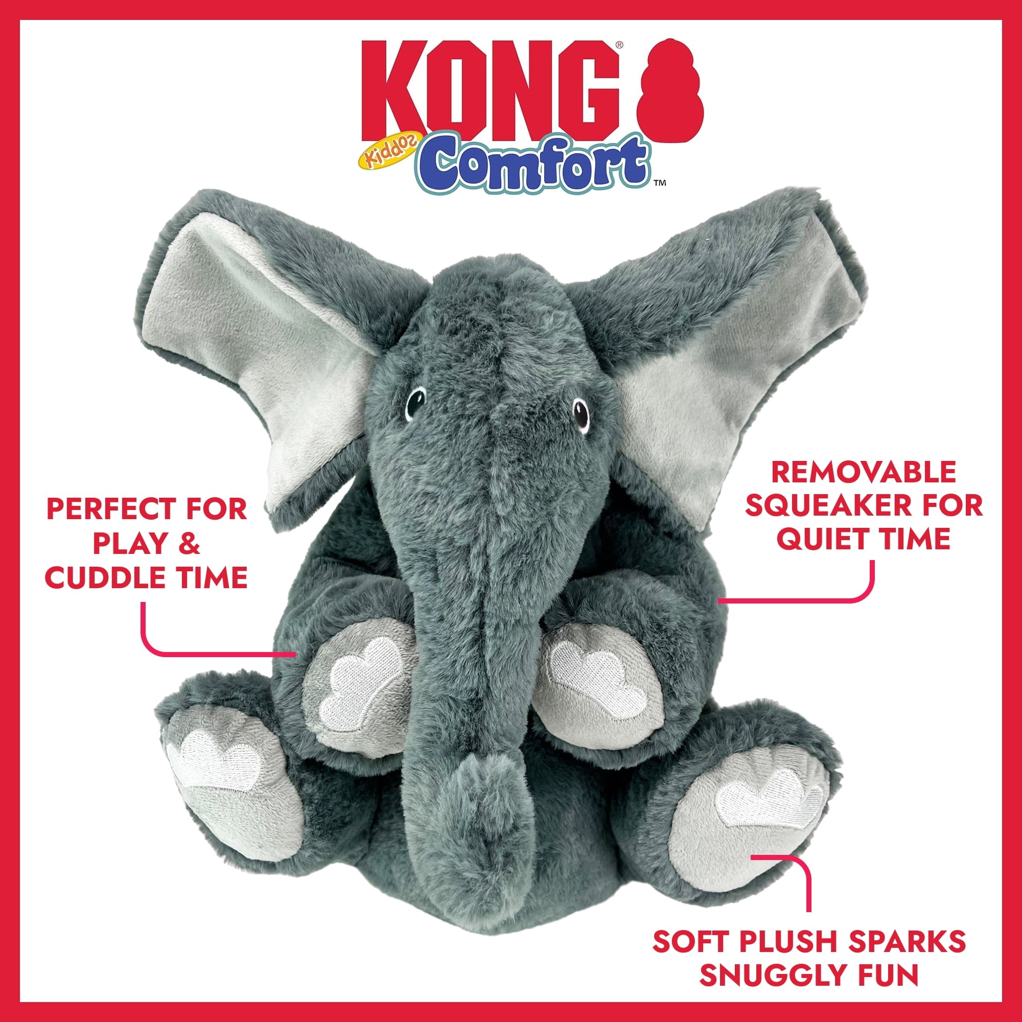 KONG® Comfort Kiddos Dog Toy - Removable Squeaker, Elephant, Jumbo Extra Large
