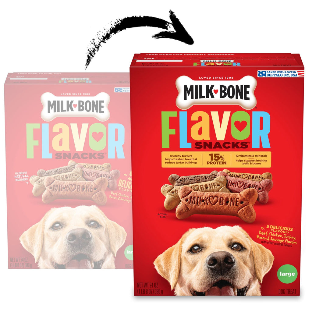 Milk Bone Flavor Snacks Large Dog Biscuits - Flavored Crunchy Dog Treats, 24 oz Box