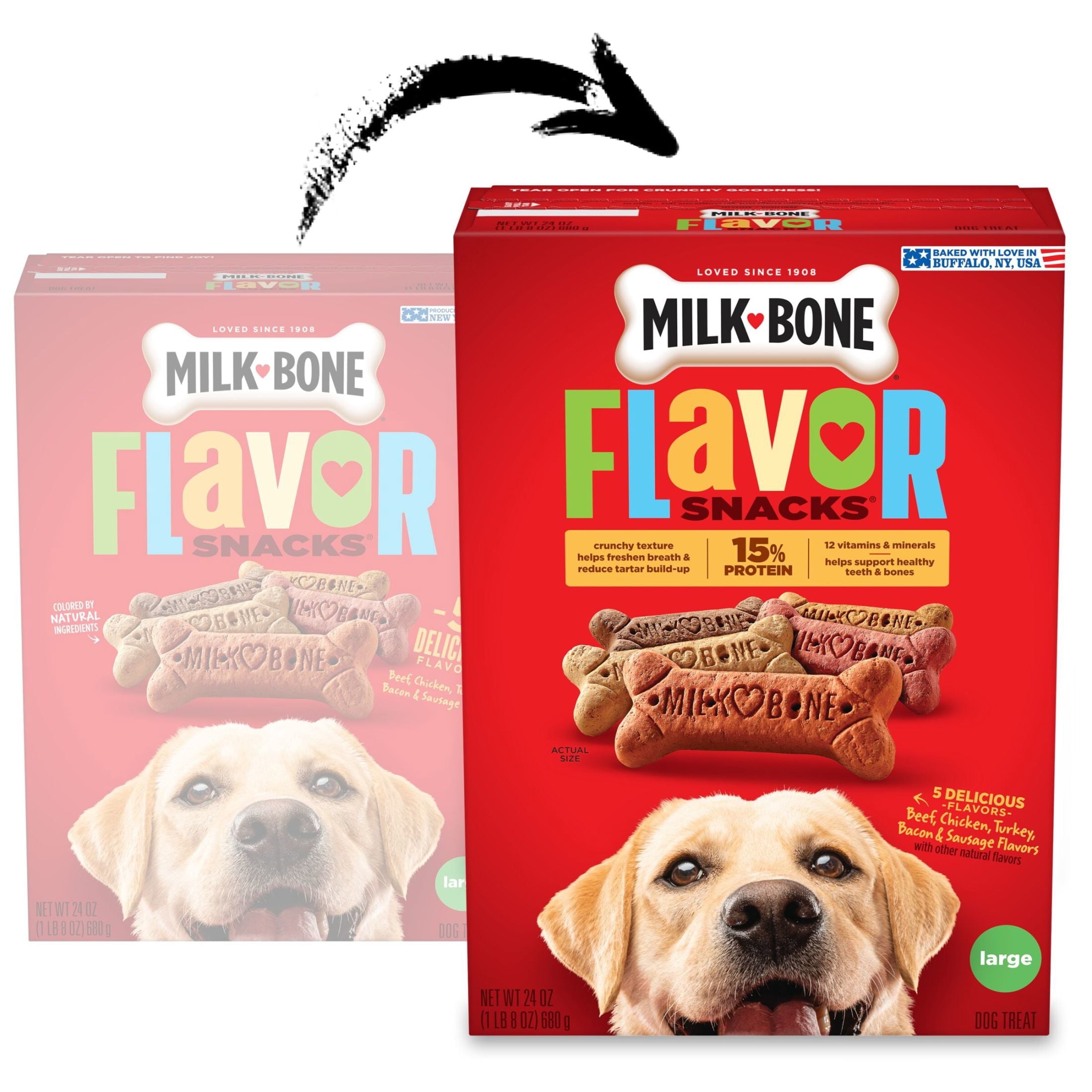 Milk Bone Flavor Snacks Large Dog Biscuits - Flavored Crunchy Dog Treats, 24 oz Box