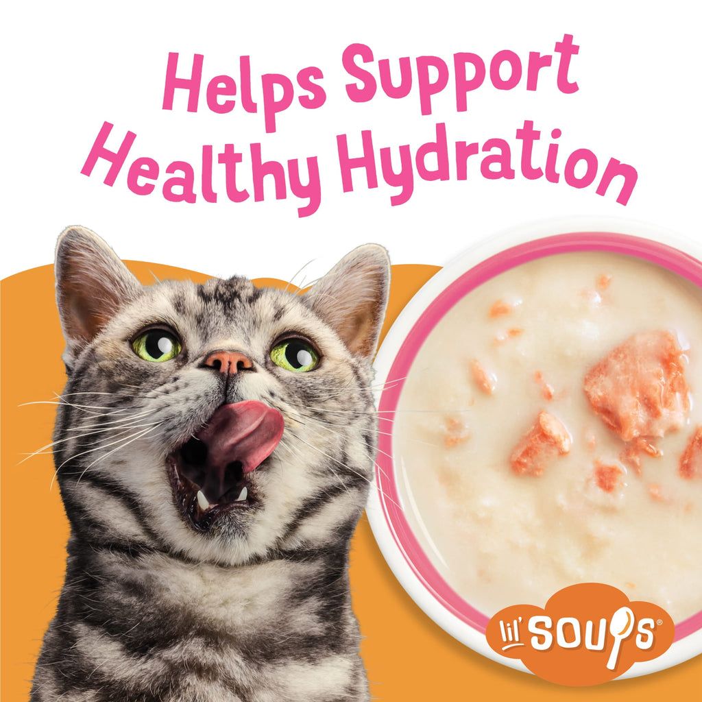 Purina Friskies Grain Free Lickable Cat Food Toppers Lil’ Soups With Sockeye Salmon in Chicken Broth - 1.2 oz Cups