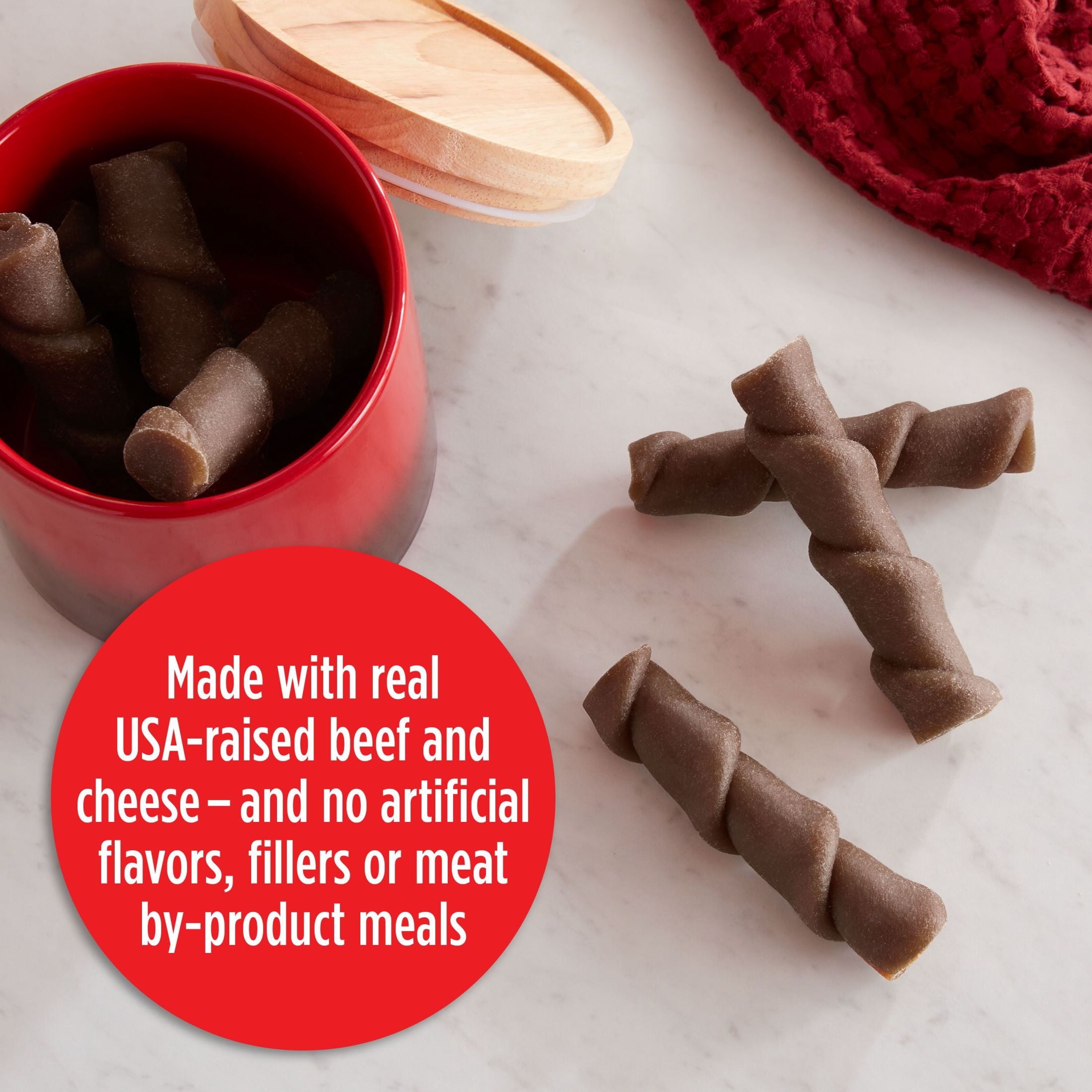 Milk Bone Flavor Rolls Beefy Cheesy - Yes Please y! Rawhide Free Dog Treat With Beef, 5 Count Bag