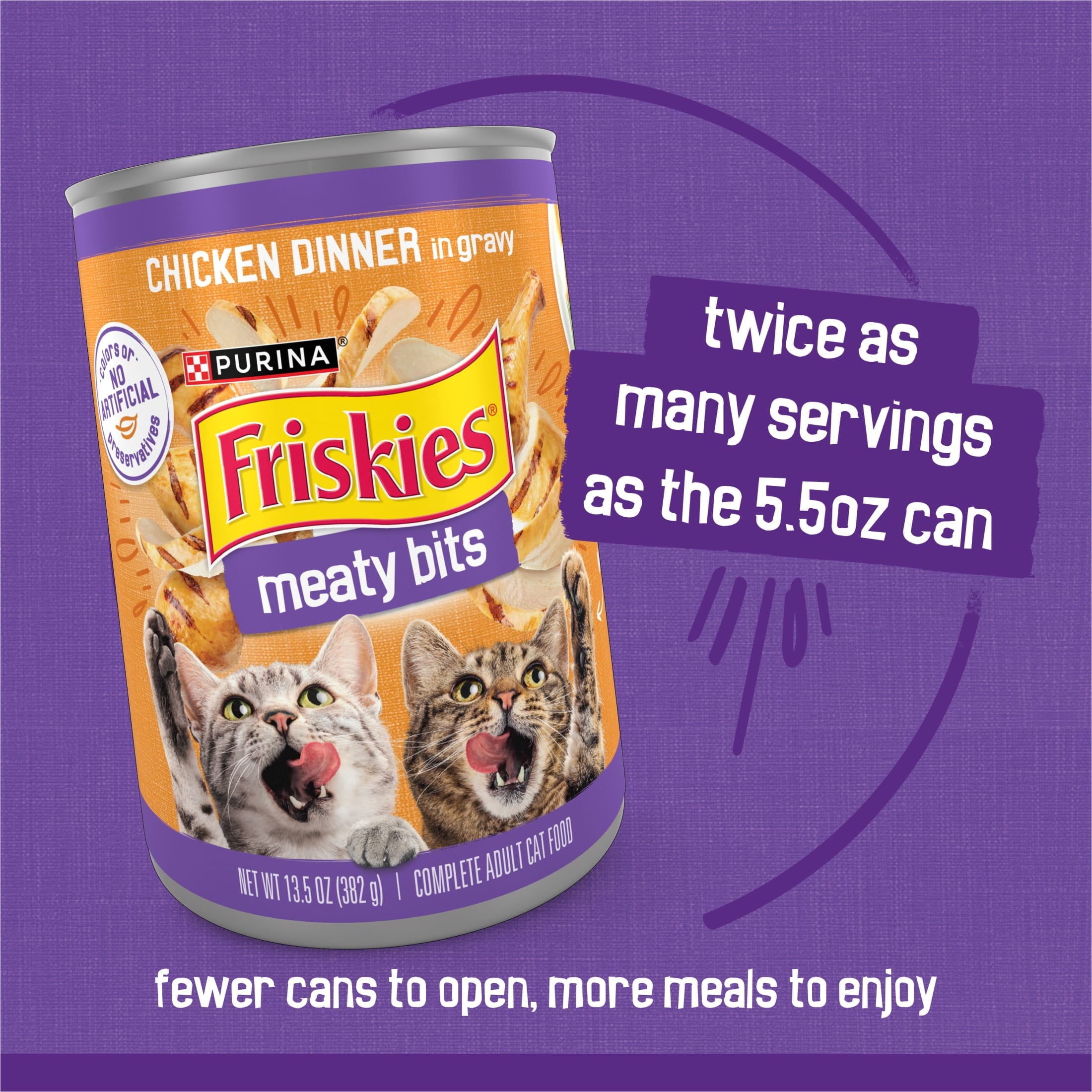 Purina Friskies Meaty Bits Ocean Fish & Chicken Dinner Flavor Chunks Wet Cat Food Variety Pack - 13.5 oz Cans (12 Pack)