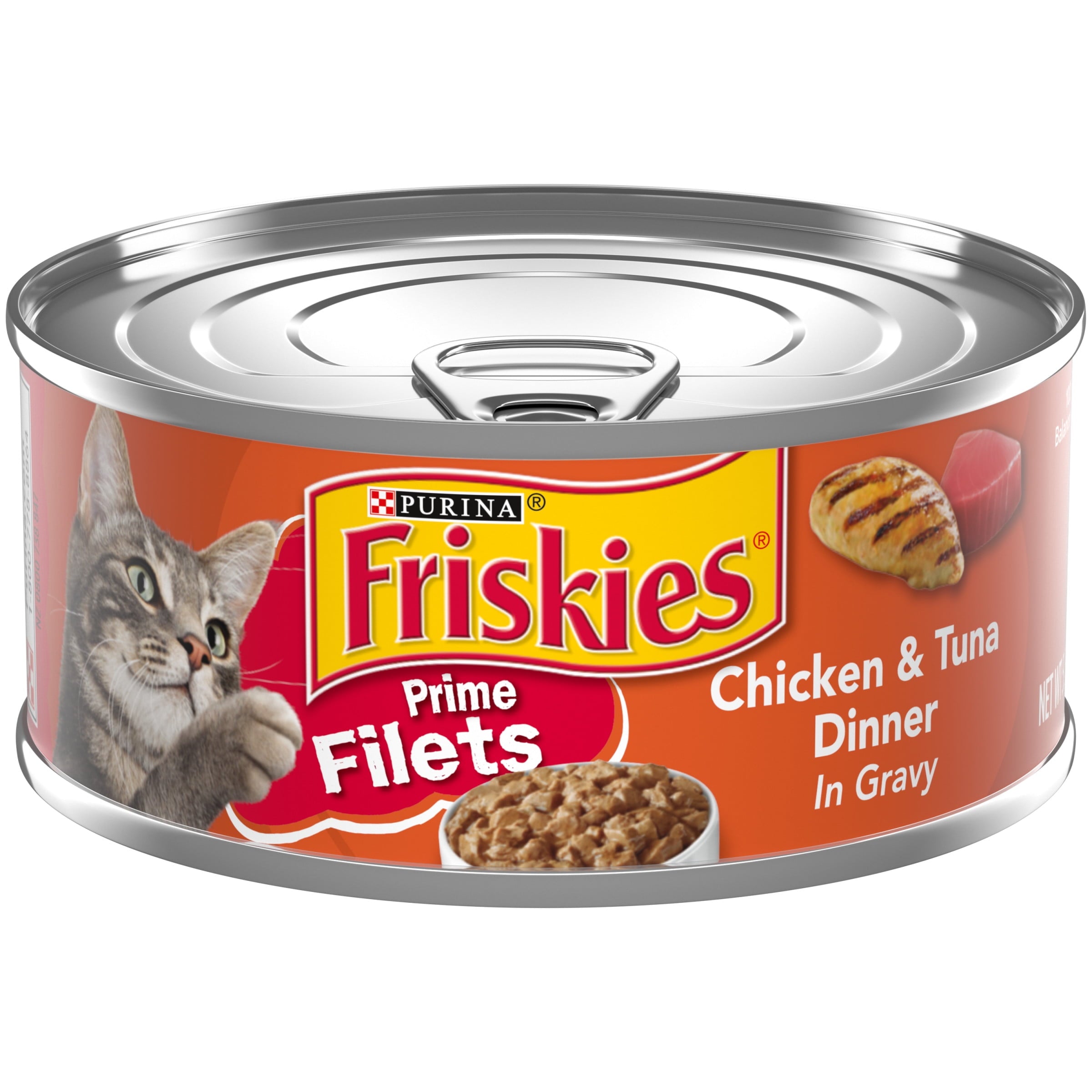 Purina Friskies Prime Filets - Chicken and Tuna Dinner in Gravy, Wet Cat Food, 5.5 oz Can - 12-Pack