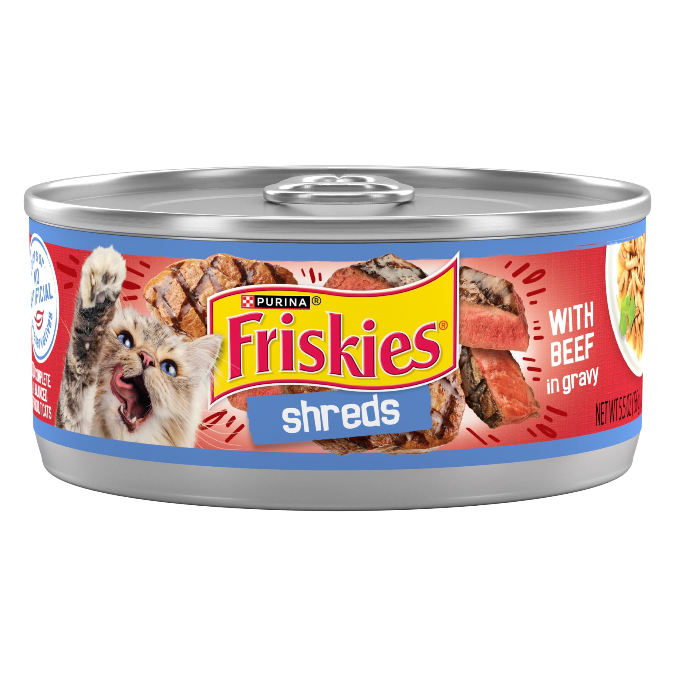 Purina Friskies Shreds - Beef in Gravy, Wet Cat Food, 5.5 oz Can - 24-Pack