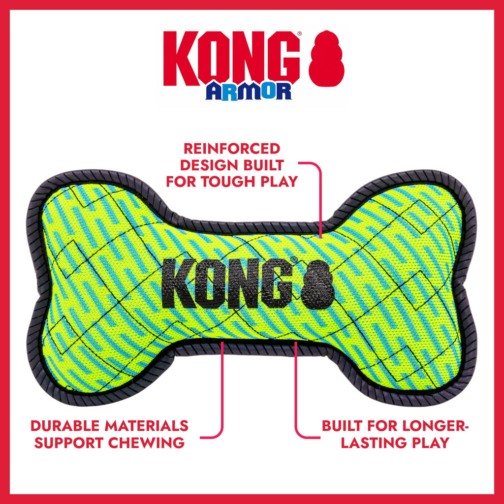 KONG® Armor® Bone Durable Dog Plush Dog Toy - Medium, Green