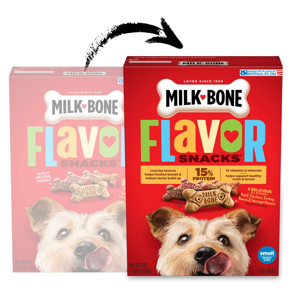 Milk Bone Flavor Snacks Small Dog Biscuits - Flavored Crunchy Dog Treats, 24 oz Box