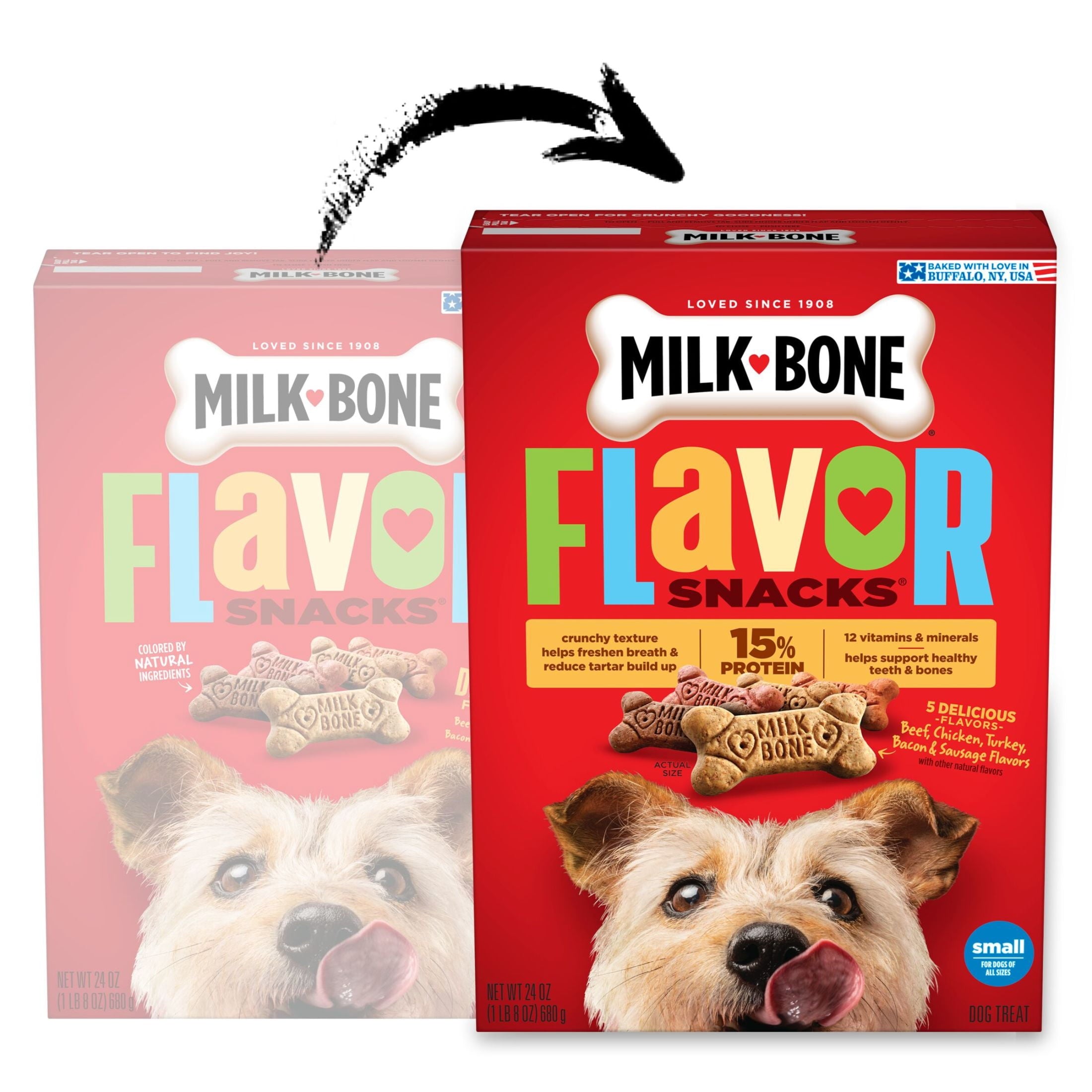Milk Bone Flavor Snacks Small Dog Biscuits - Flavored Crunchy Dog Treats, 24 oz Box