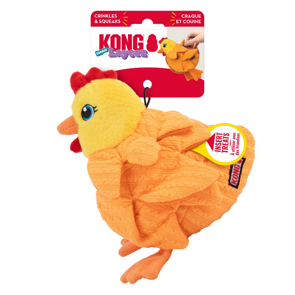 KONG® Layerz Forage Crackle and Squeaker Dog Toy - Hen, Medium
