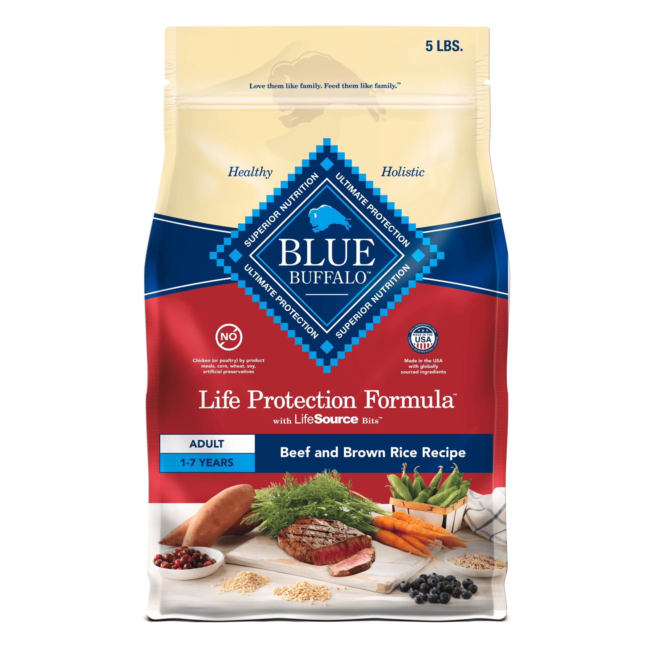 Blue Buffalo Life Protection Formula Natural Dry Dog Food - Beef & Brown Rice, 5-lb. Bag