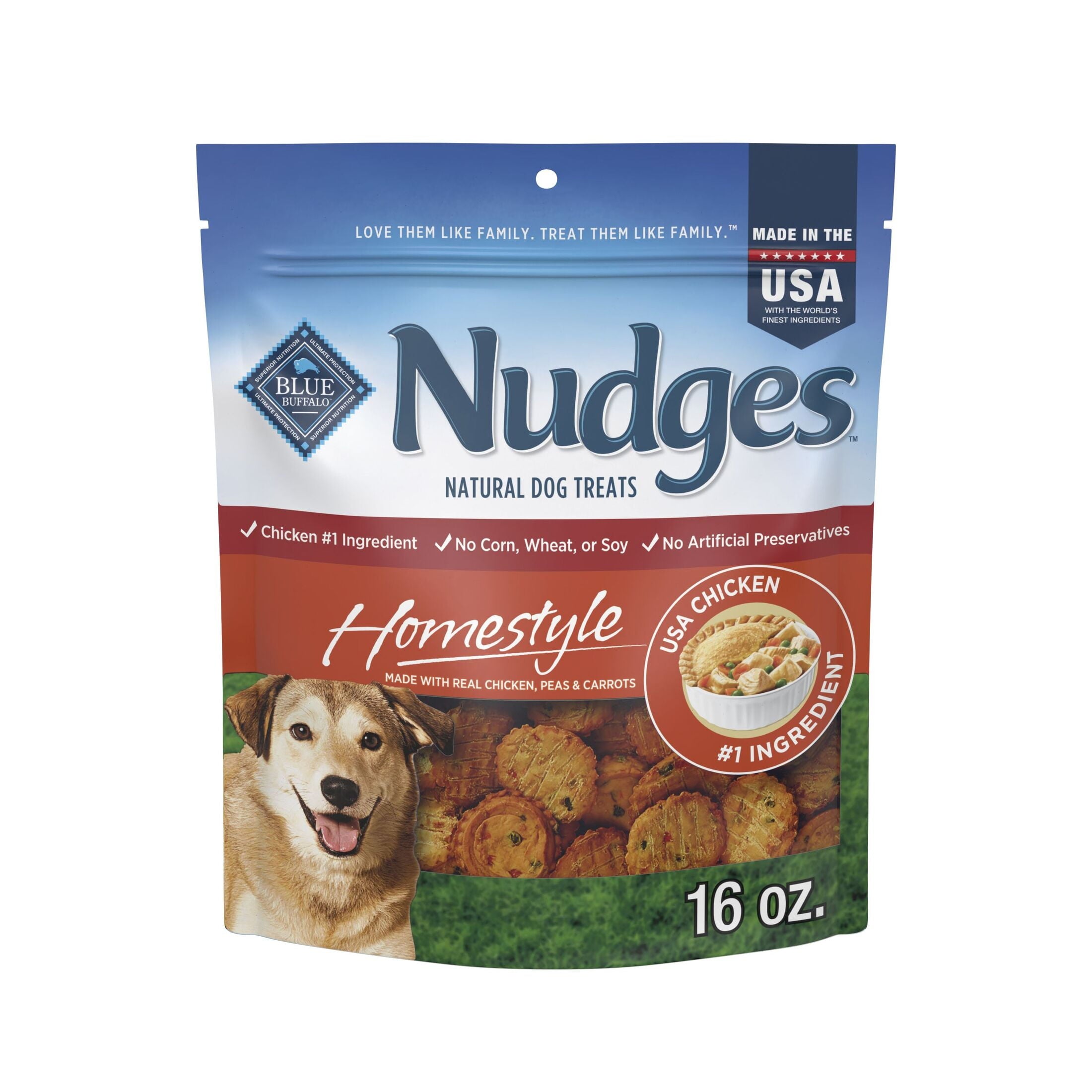 Blue Buffalo Nudges Homestyle Natural Dog Treats Made with Real Chicken - 16-oz. Bag