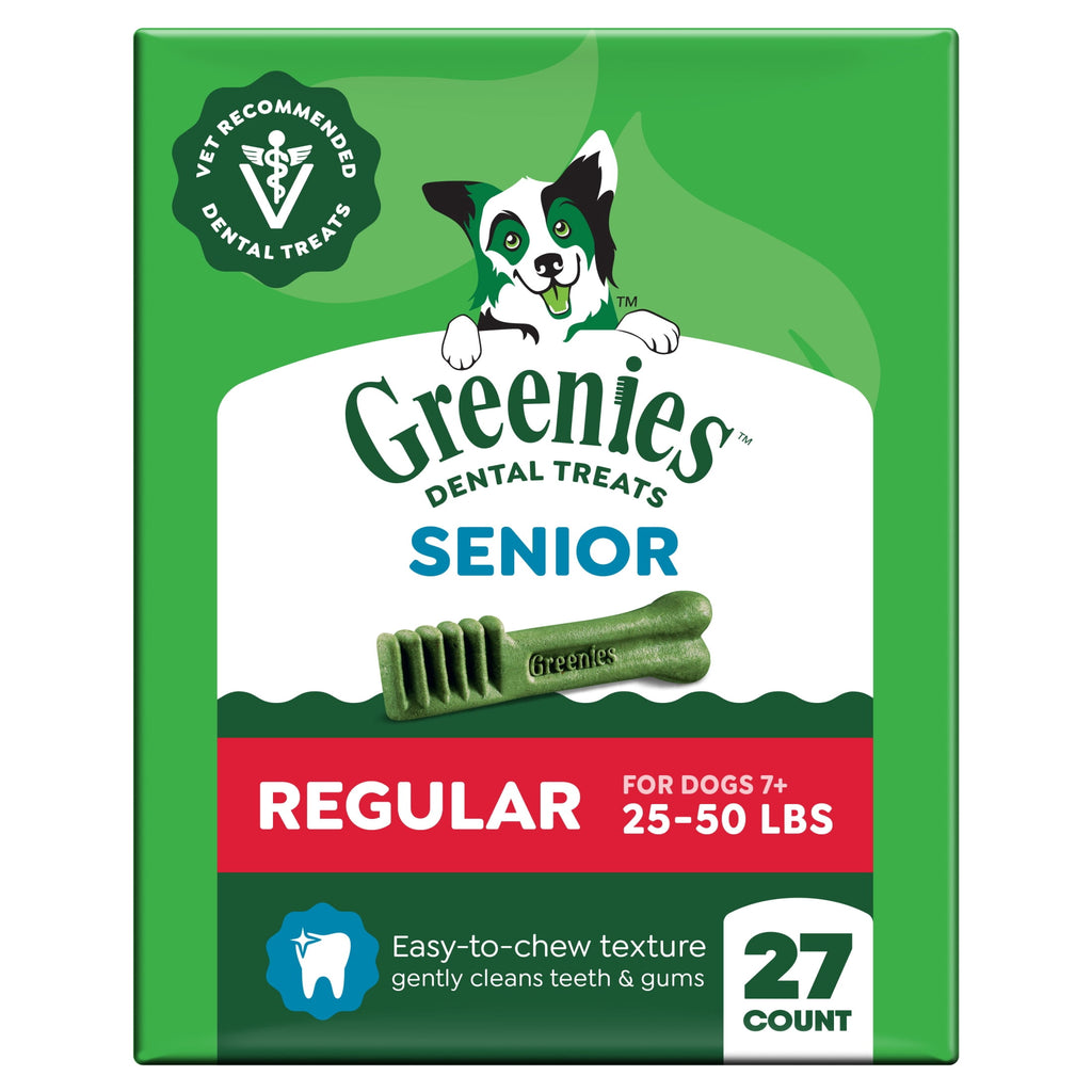 Greenies Aging Care Adult Natural Dental Dog Treats Regular Size - 27 oz Pack (27 Count)