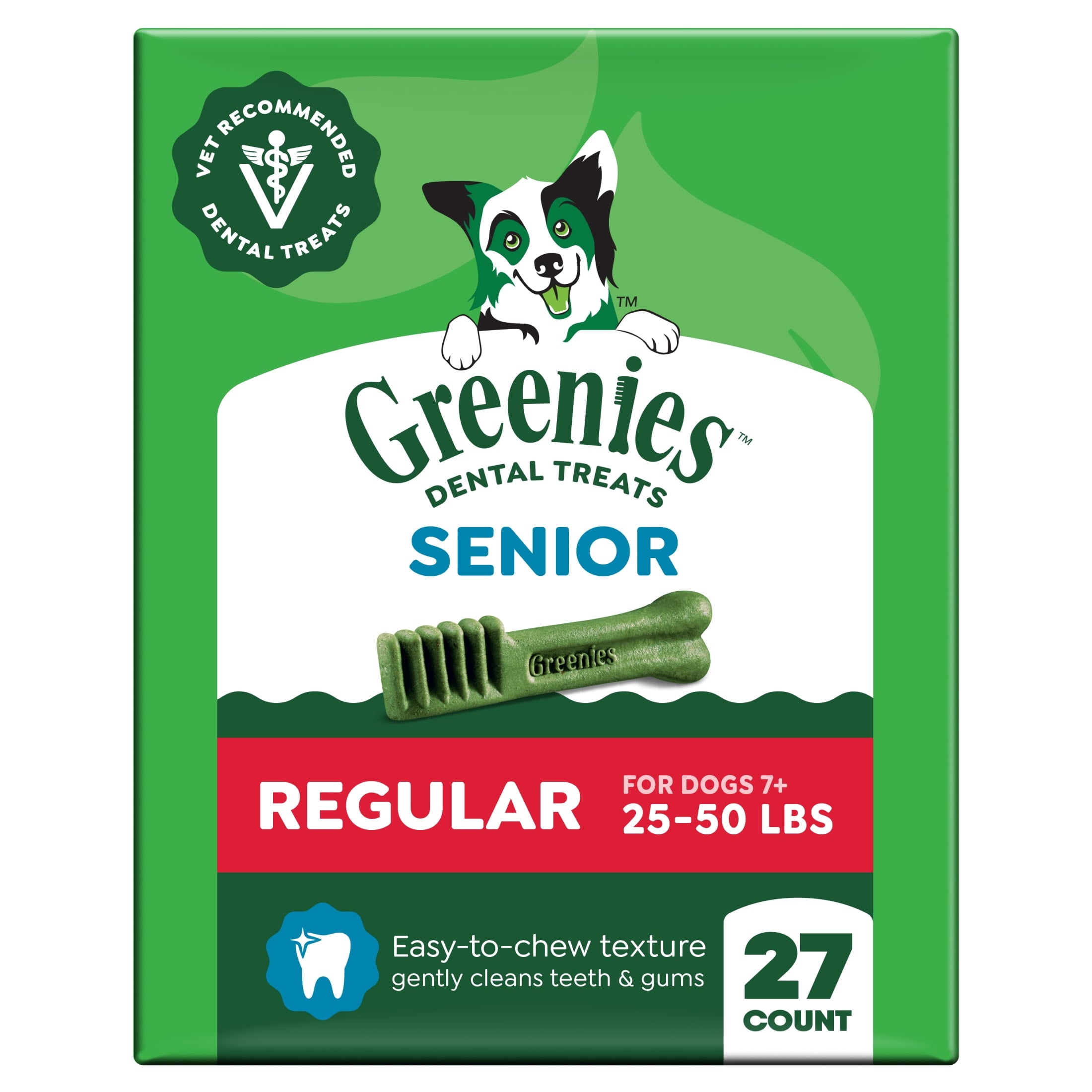 Greenies Aging Care Adult Natural Dental Dog Treats Regular Size - 27 oz Pack (27 Count)