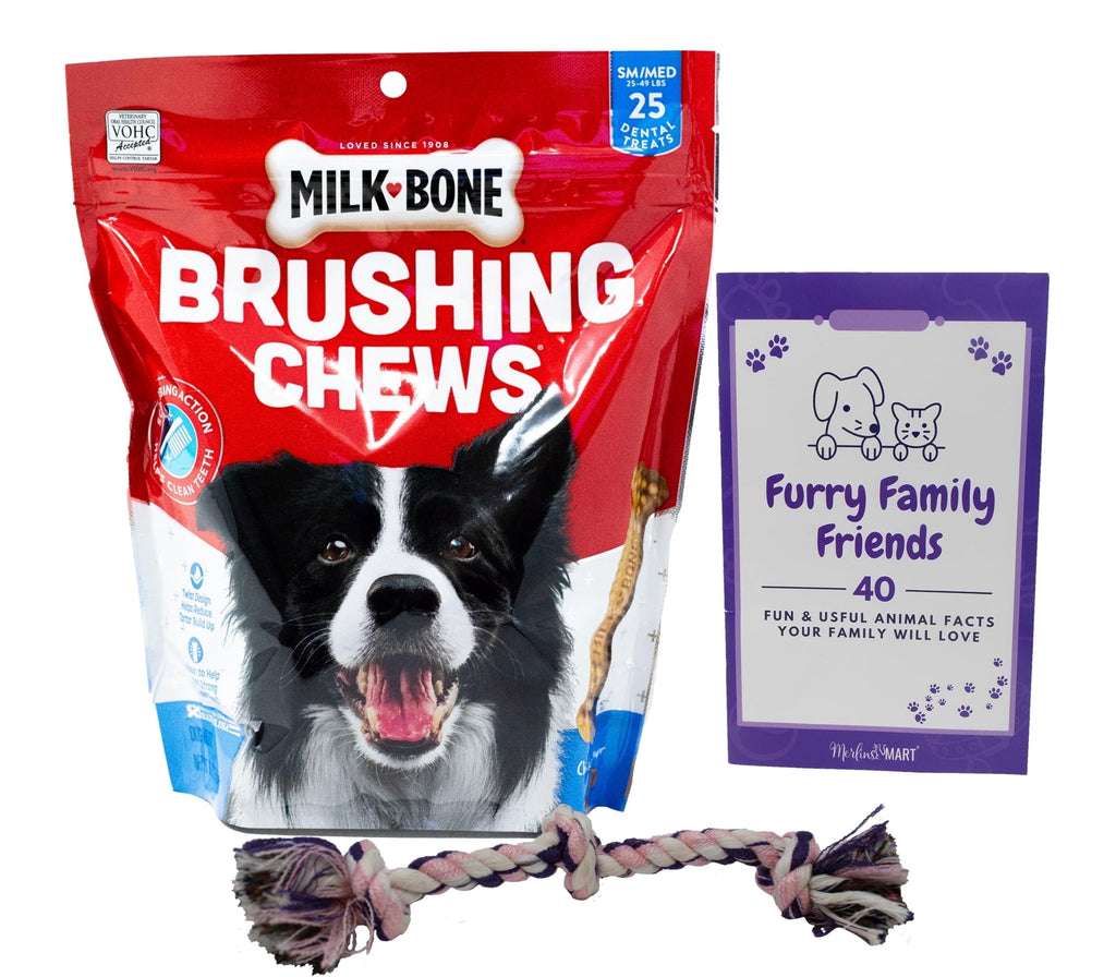 Dental Dog Treats - Brushing Chews - Small/Medium - Milk-Bone - MerlinsMart Zine + Rope Toy