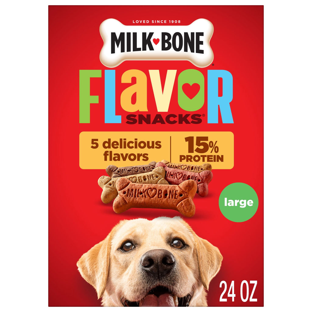 Milk Bone Flavor Snacks Large Dog Biscuits - Flavored Crunchy Dog Treats, 24 oz Box