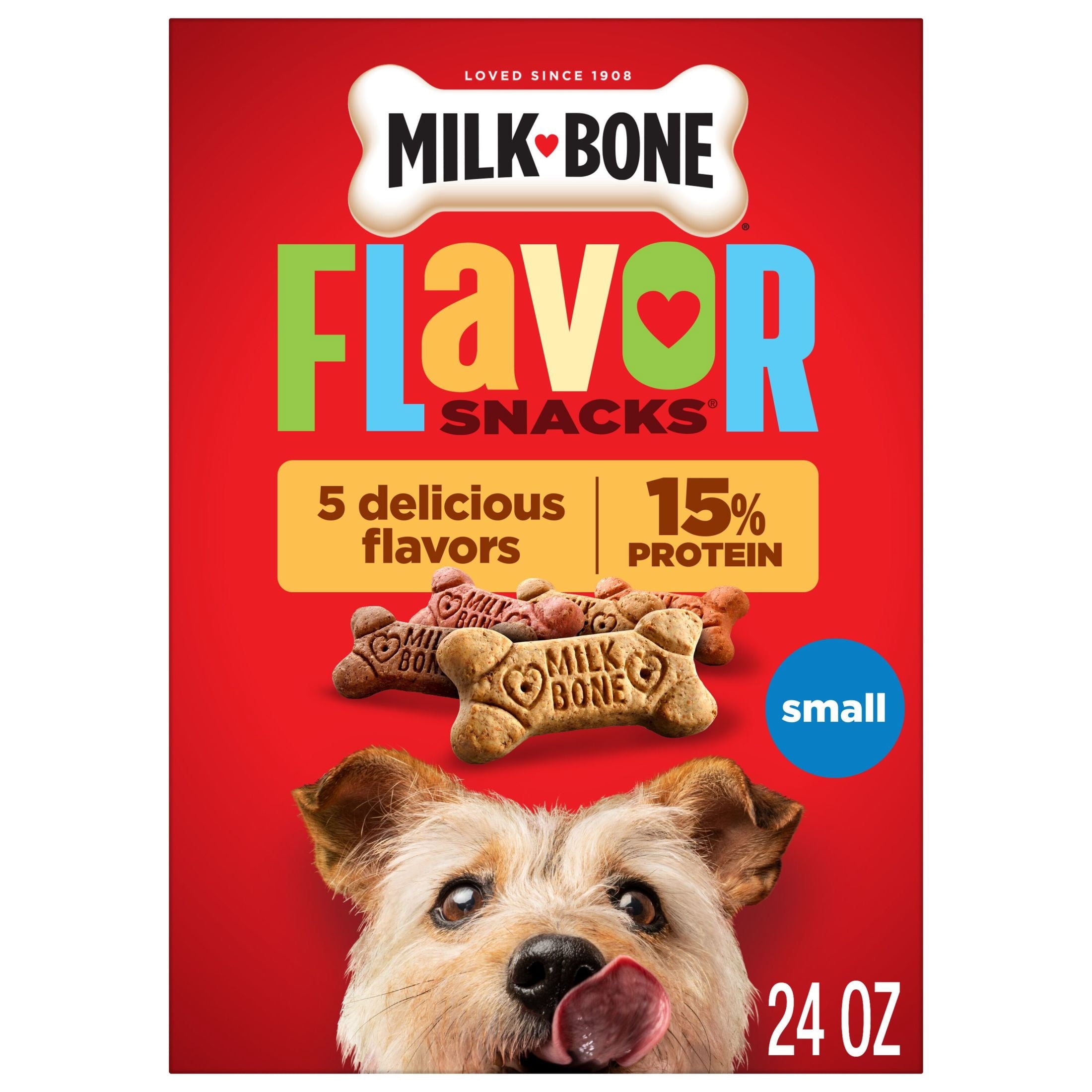 Milk Bone Flavor Snacks Small Dog Biscuits - Flavored Crunchy Dog Treats, 24 oz Box