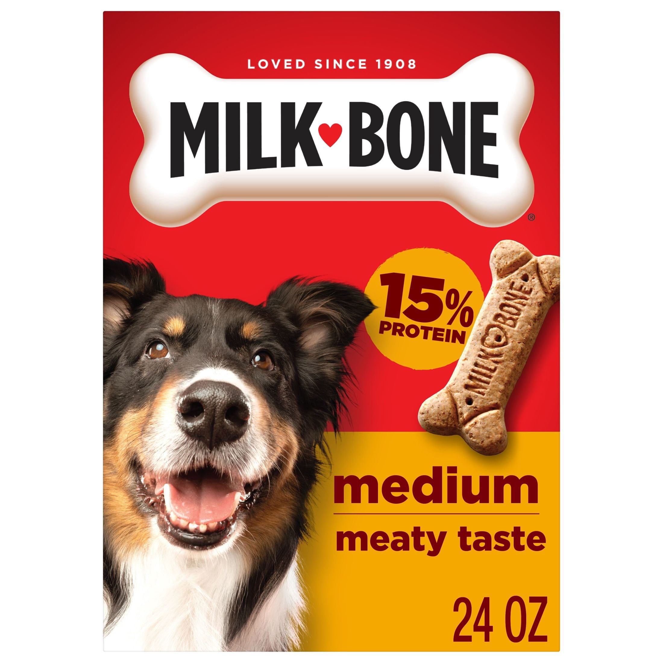 Milk Bone Crunchy Medium Dog Treats - 24 oz Box, Original Beef Flavor