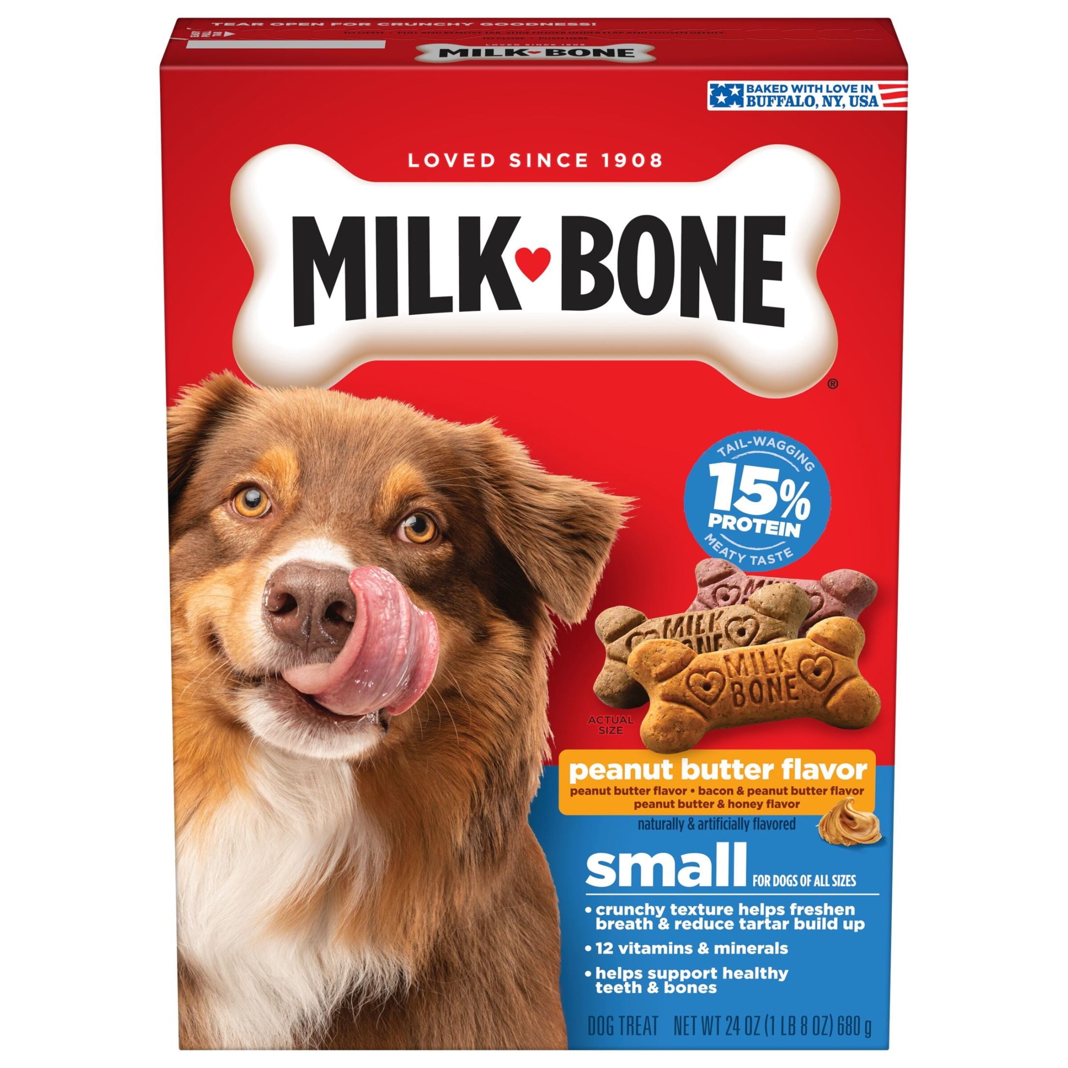 Milk Bone Peanut Butter Flavor Dog Biscuits - Naturally & Artificially Flavored, 24 oz Box