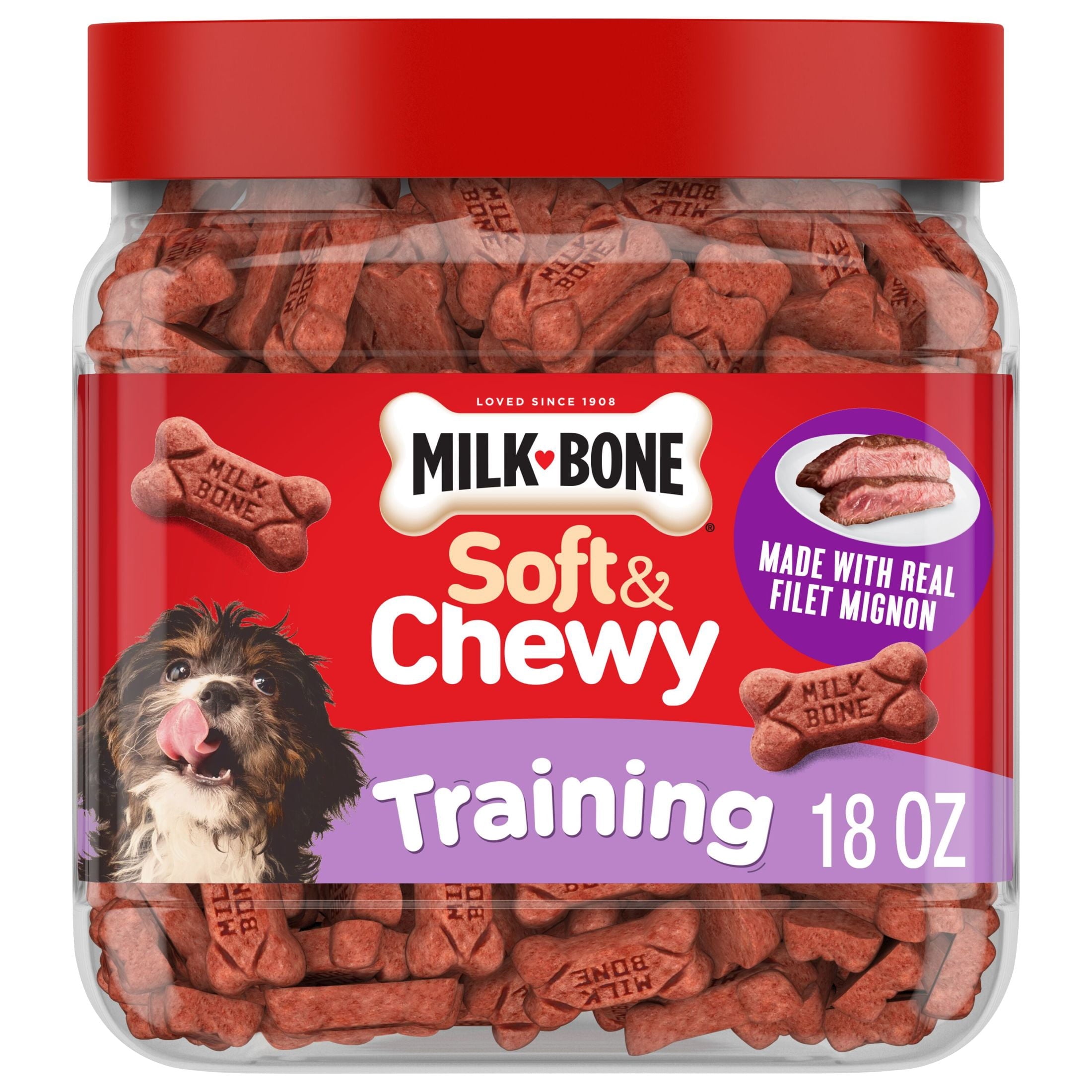 Milk Bone Soft & Chewy Dog Training Treats Made With Real Filet Mignon - Mini Size, 18 oz Bag