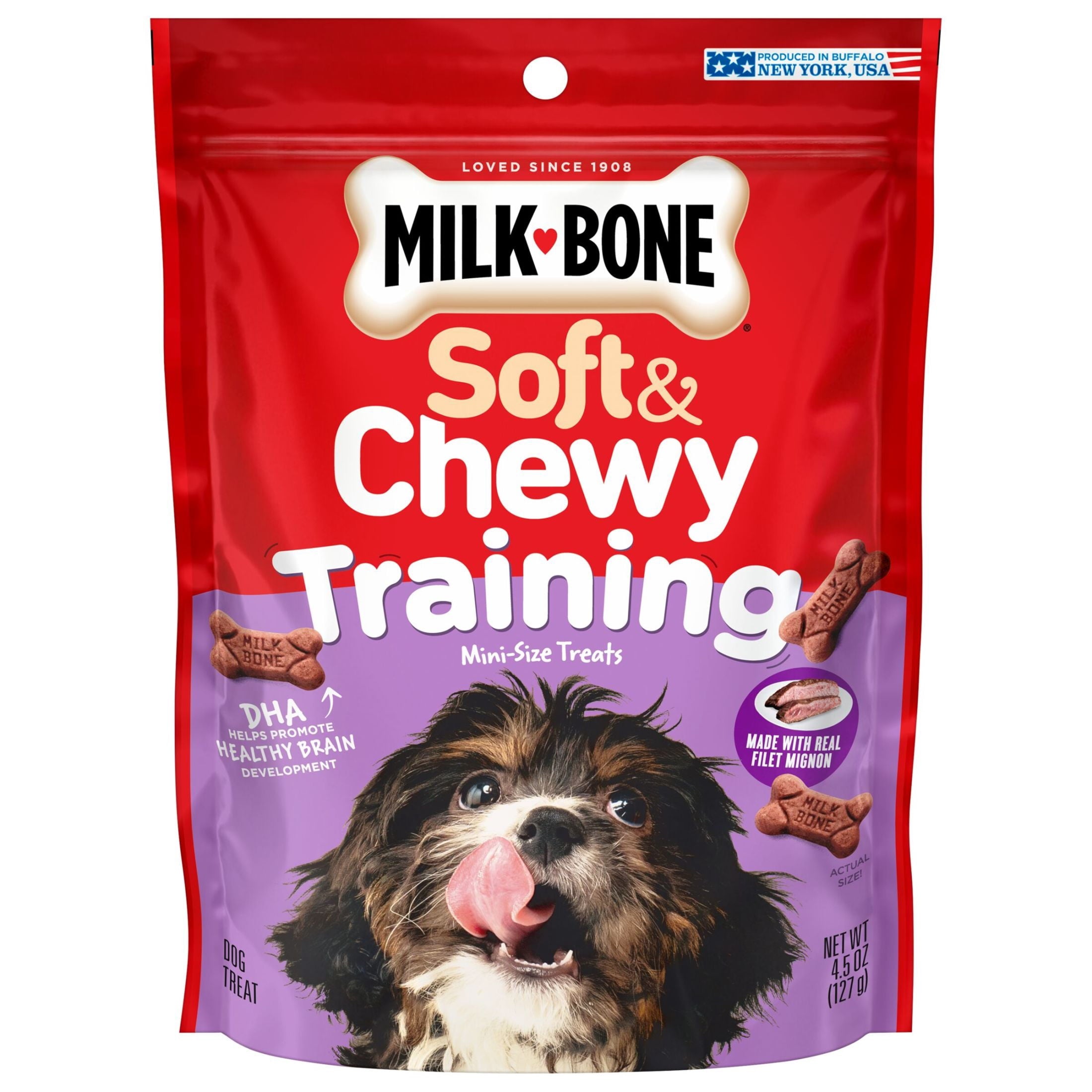 Milk Bone Soft & Chewy Dog Training Treats Made With Real Filet Mignon - Mini Size, 4.5 oz Bag