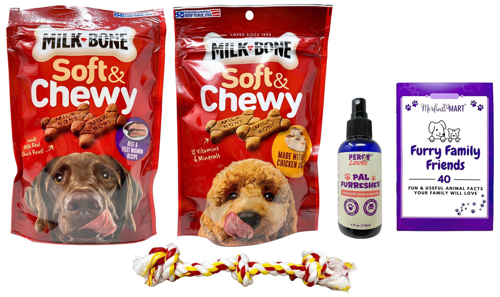 Milk-Bone Soft & Chewy Dog Treats Variety 2-Pack - Beef Filet Mignon & Chicken Flavors - MerlinsMart & Percy Loves Pal Furresher