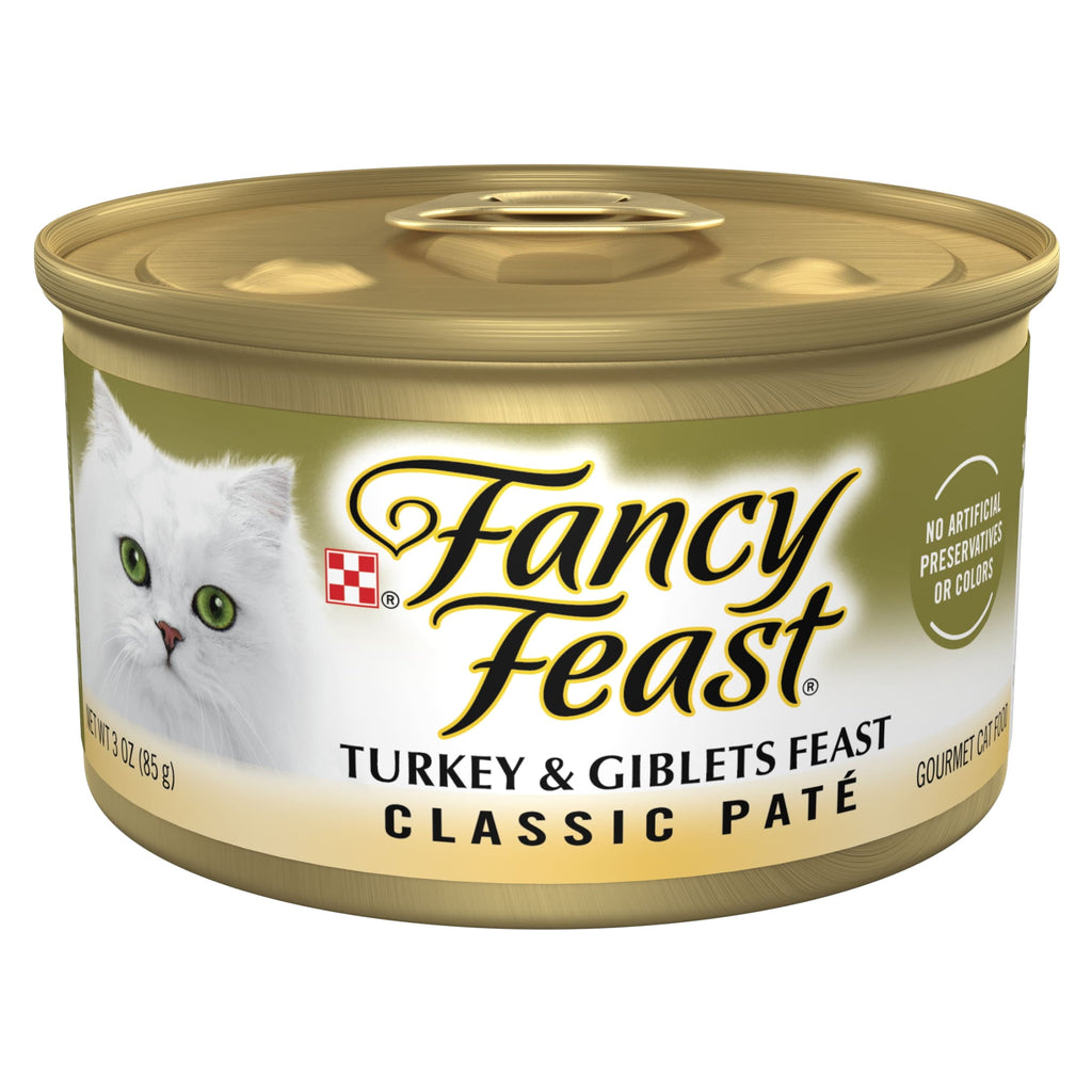 Purina Fancy Feast Pate Turkey and Giblets Feast Classic Grain Free Wet Cat Food Pate - 3 oz.