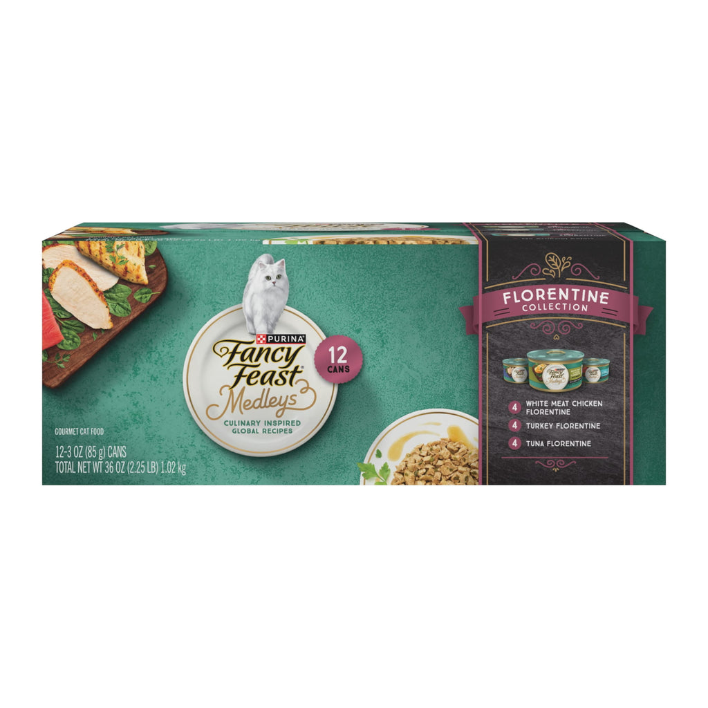 Purina Fancy Feast Medleys Food - Wet Cat Food, Florentine Collection, 3 oz Cans