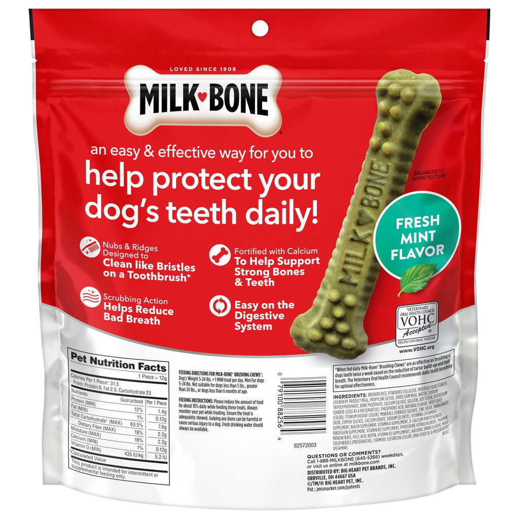Milk Bone Brushing Chews Fresh Mint Flavor Daily Dental Dog Treats - Mini, 18.9 oz Bag