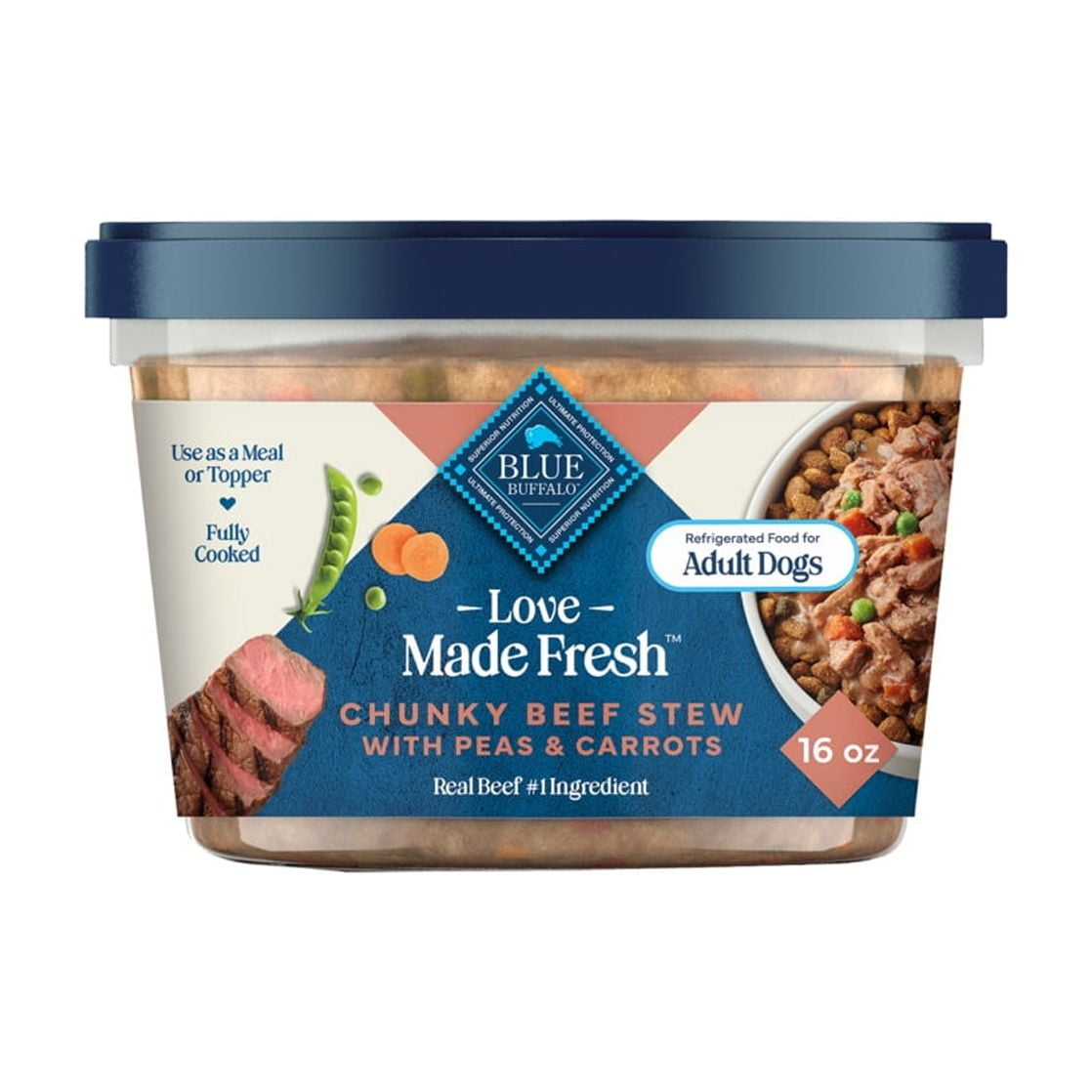 Blue Buffalo Love Made Fresh Dog Food - Refrigerated, Chunky Beef Stew, 1-lb Tub - 2-Pack