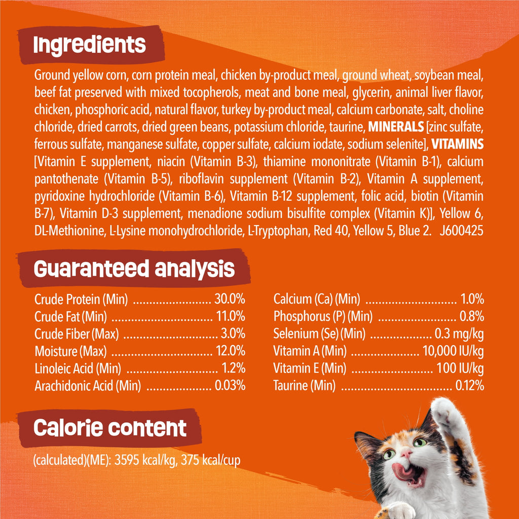 Purina Friskies Tender and Crunchy Dry Cat Food Flavors of Chicken - Beef, Carrots and Green Beans, 3.15 lb Bag
