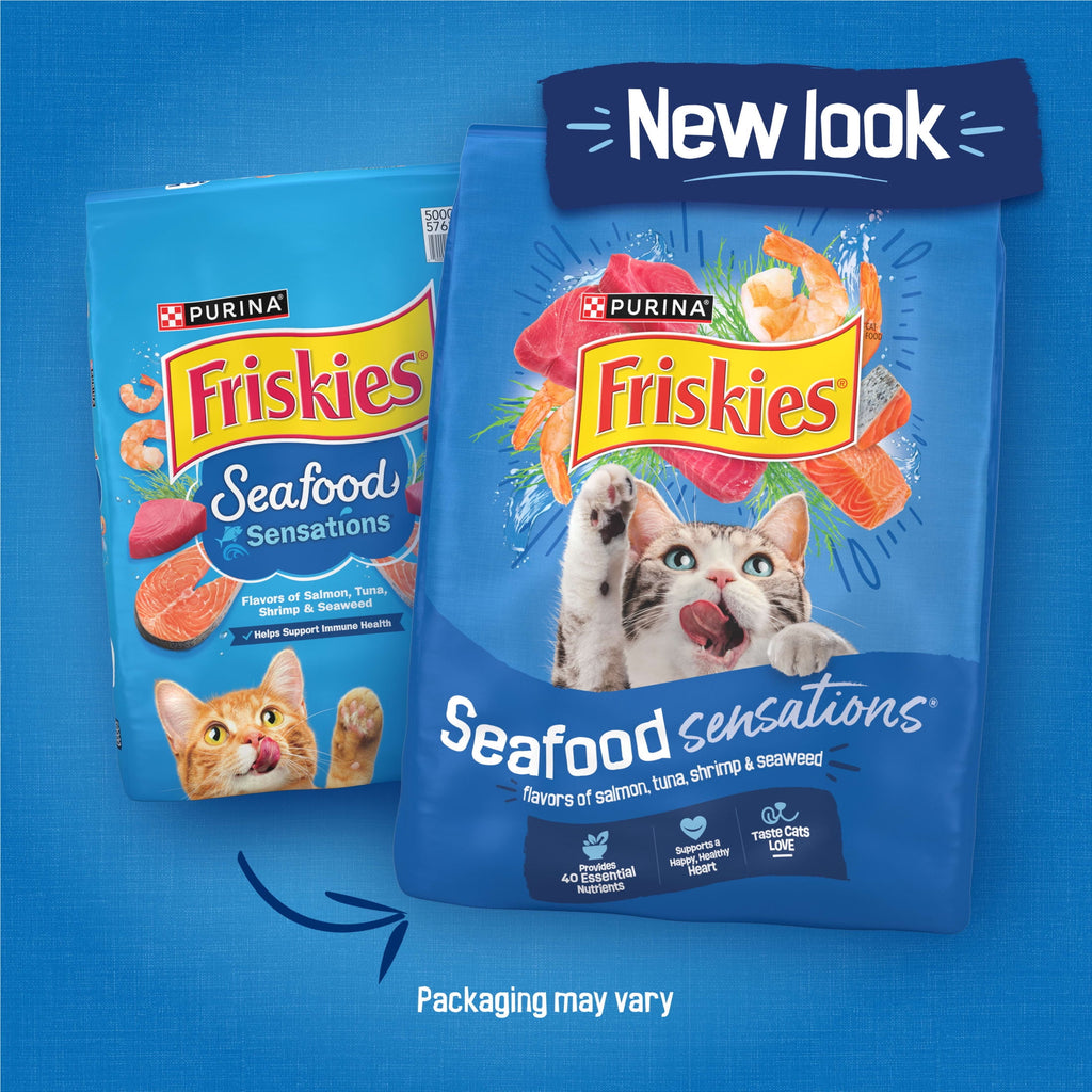 Purina Friskies Dry Cat Food Seafood Sensations With Salmon - Tuna, and Shrimp Flavors, 30 lb Bag - 2-Pack
