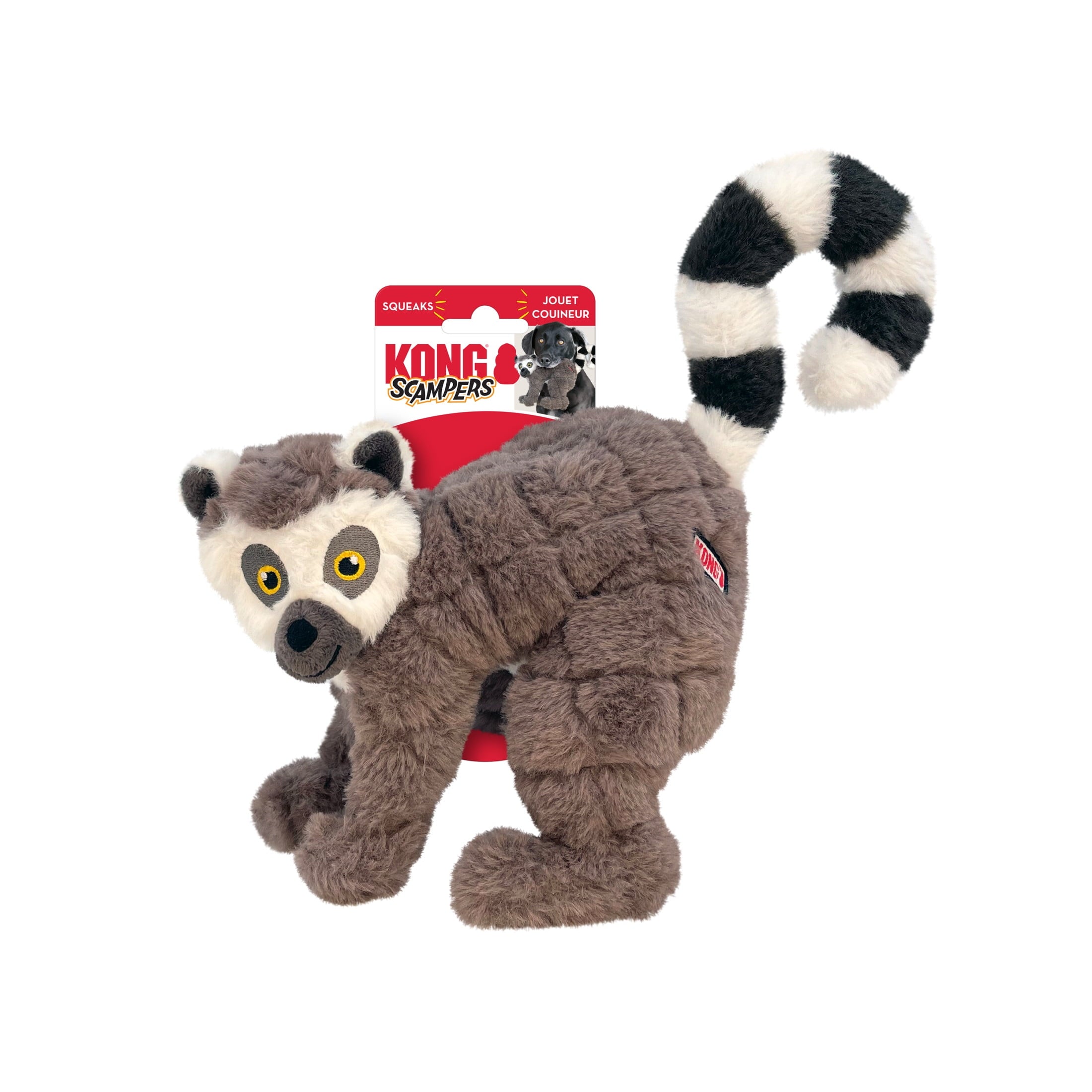 KONG® Scampers Squeaker Plush Dog Toy - Lemur, Medium